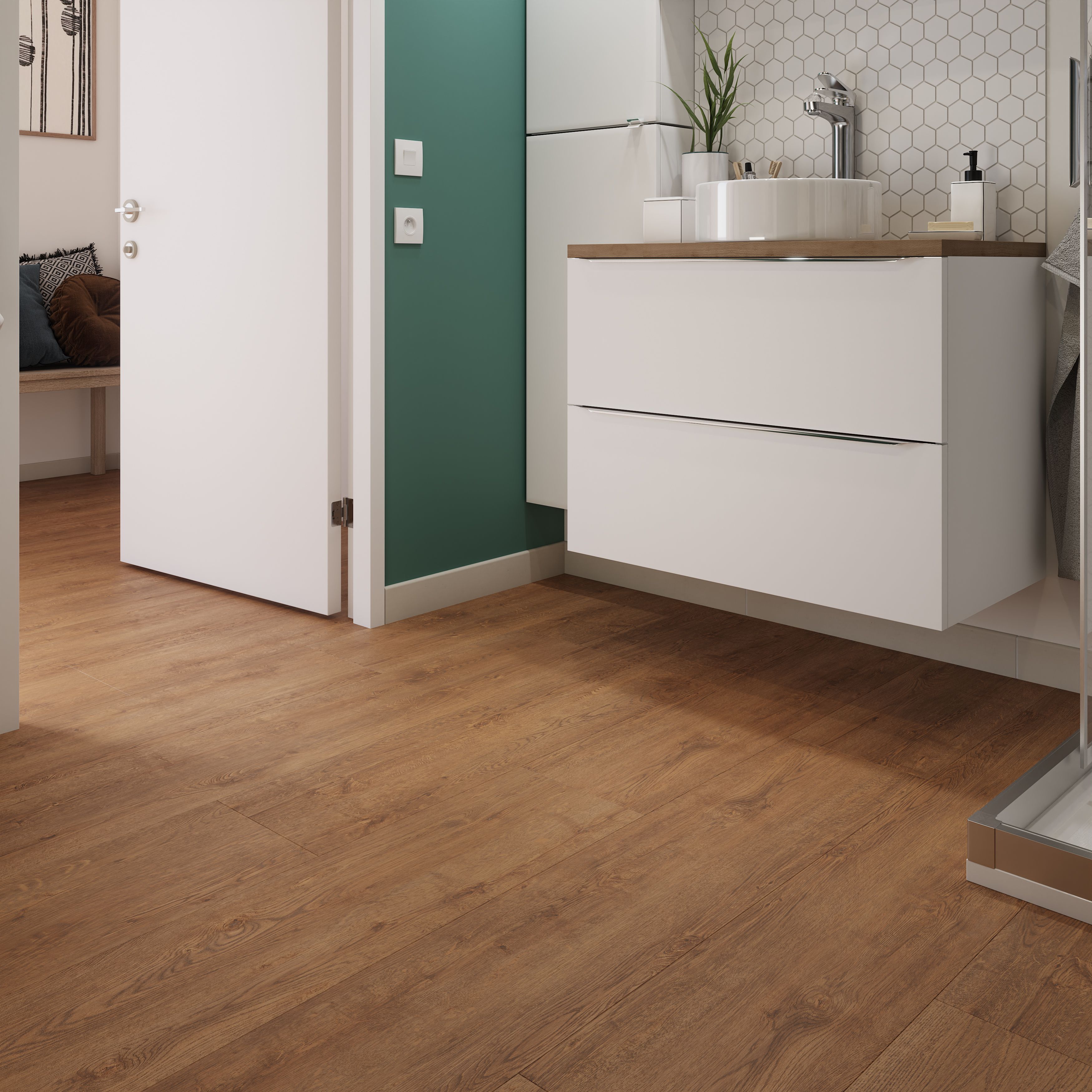 Skara Wood effect Laminate Flooring Sample