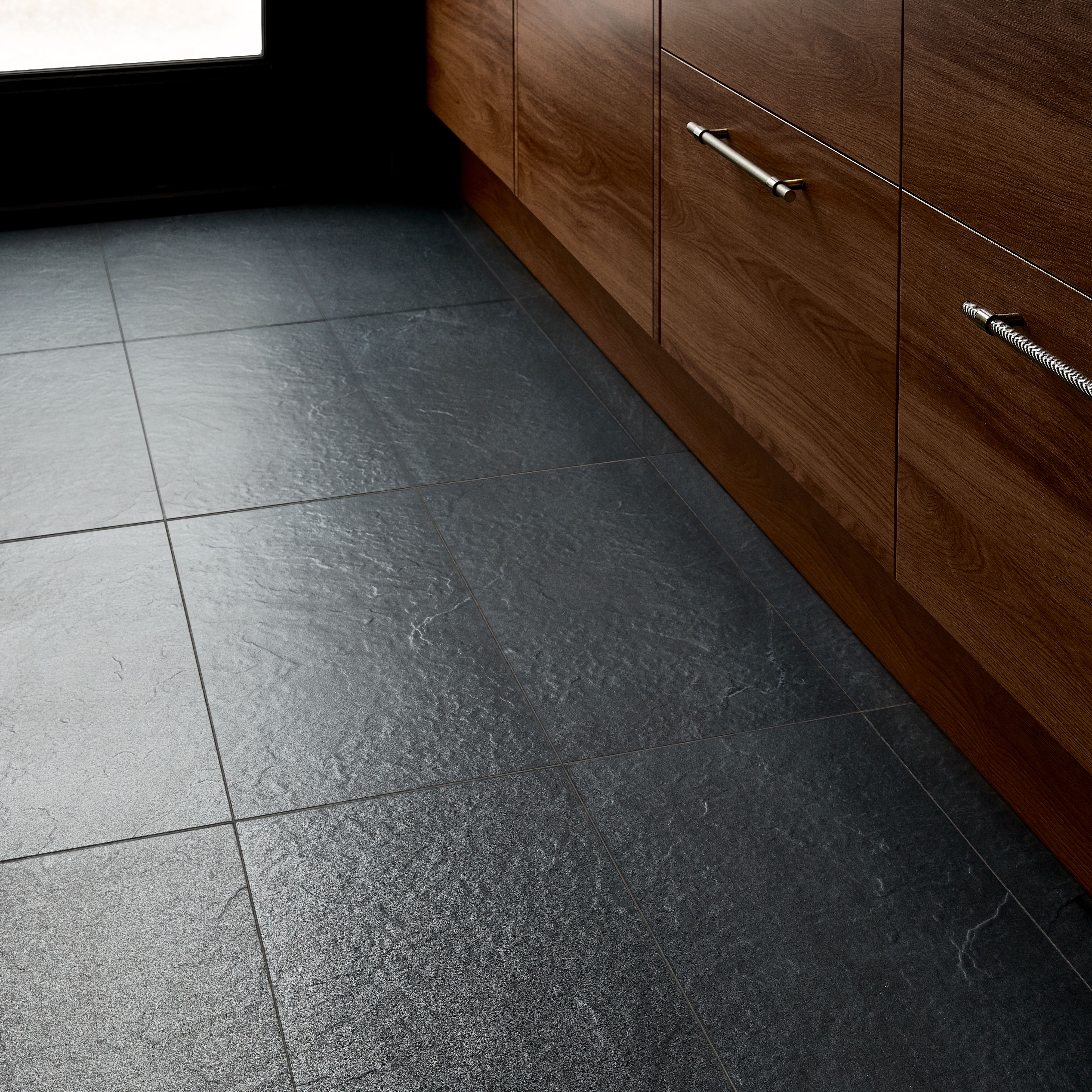 Slate Anthracite Matt Flat Stone effect Porcelain Wall & floor Tile Sample