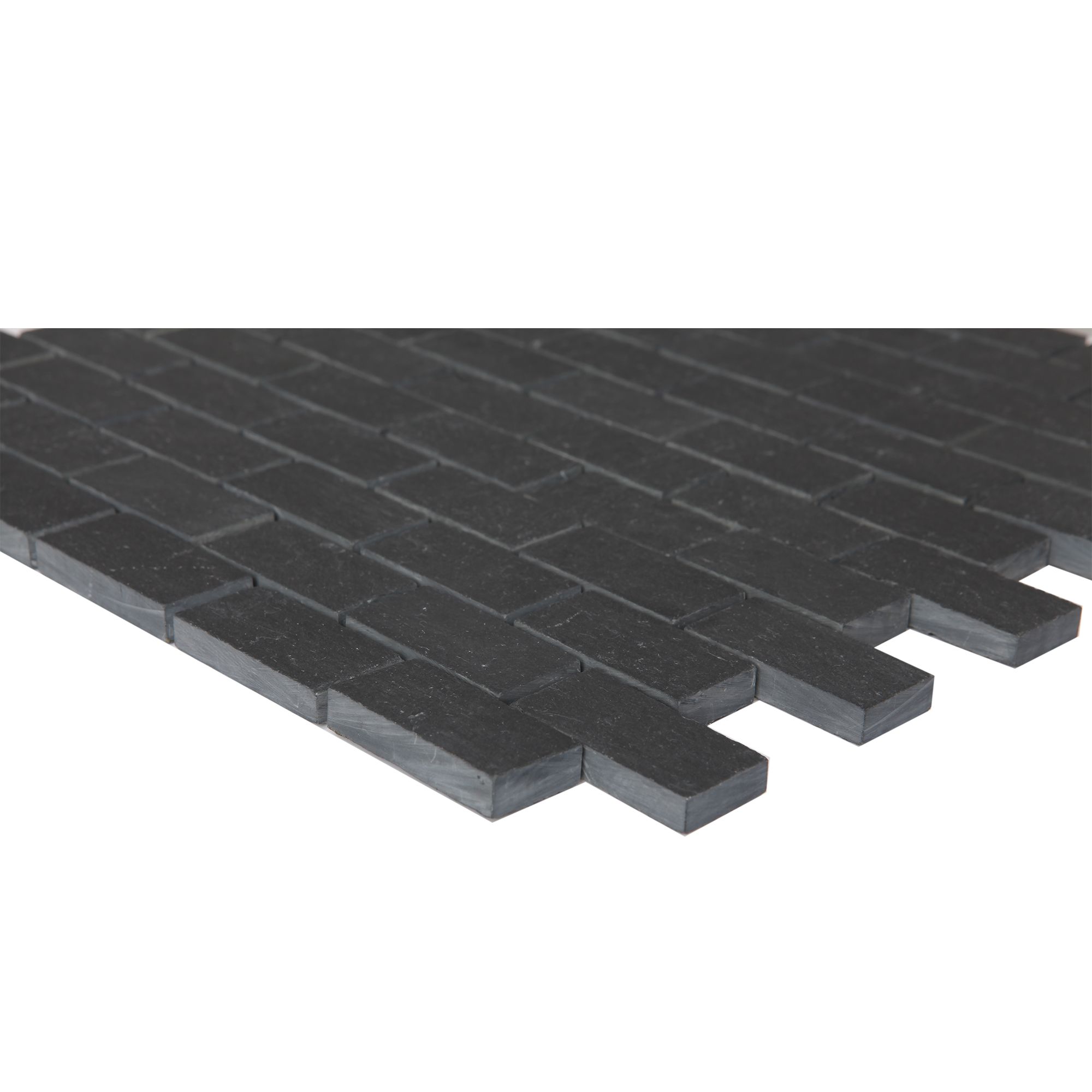 Slate Anthracite Polished Natural stone Mosaic tile sheet, (L)300mm (W)300mm
