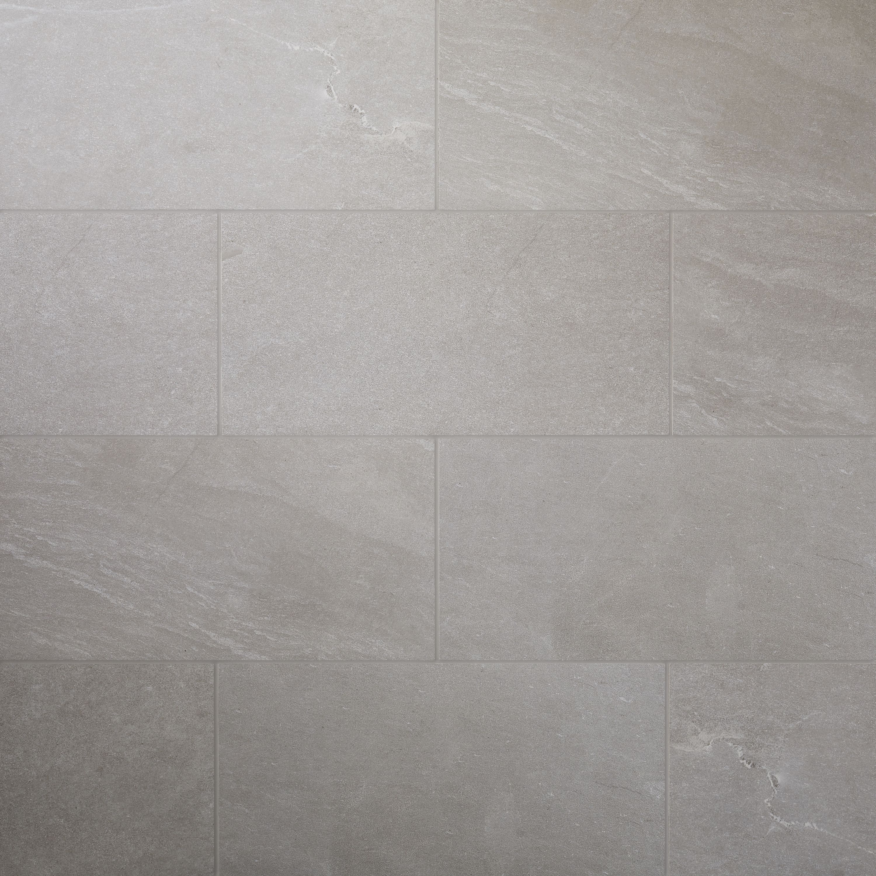 Slate Light grey Matt Flat Stone effect Porcelain Wall & floor Tile Sample