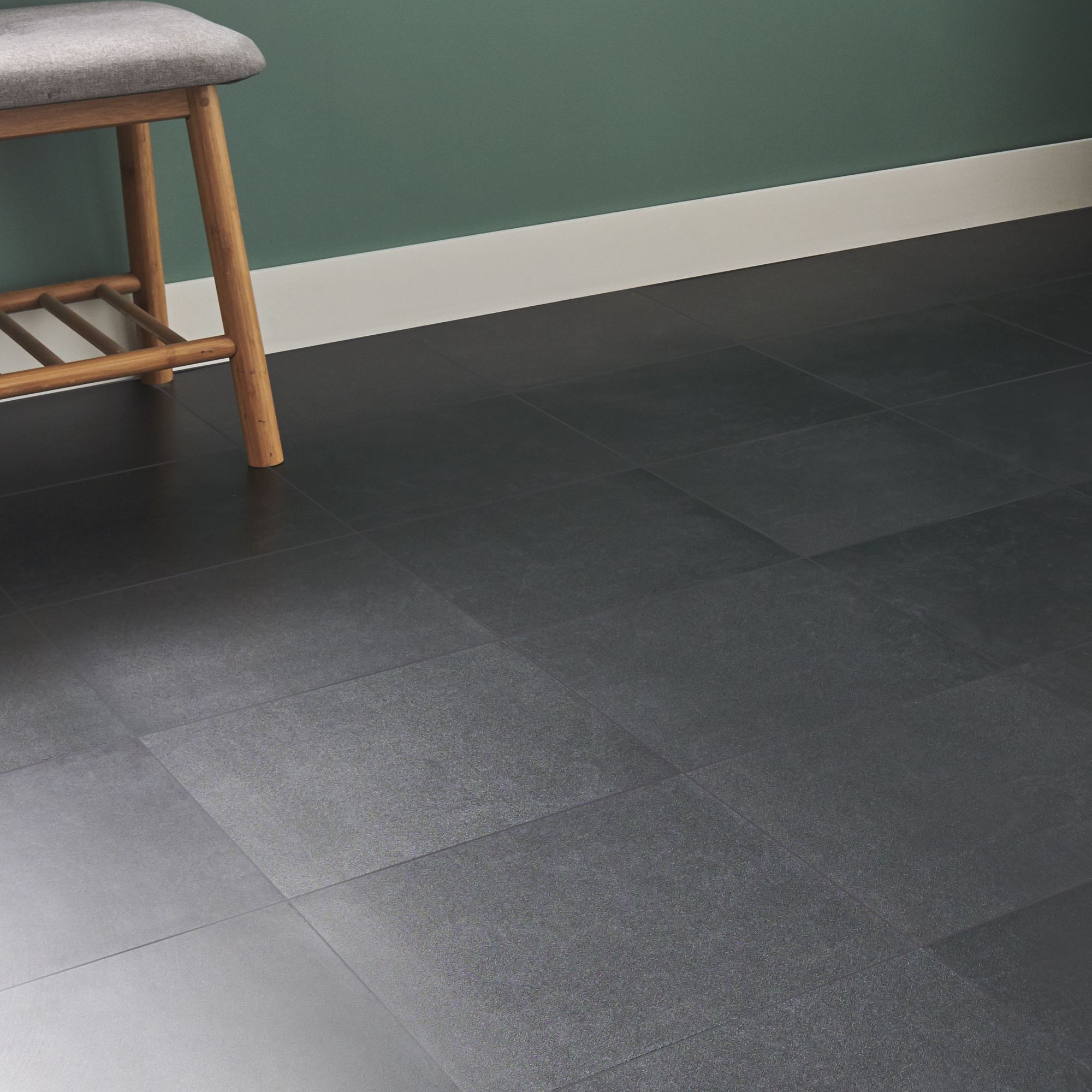 Slate Tile Stone effect Self adhesive Vinyl tile, Pack of 13