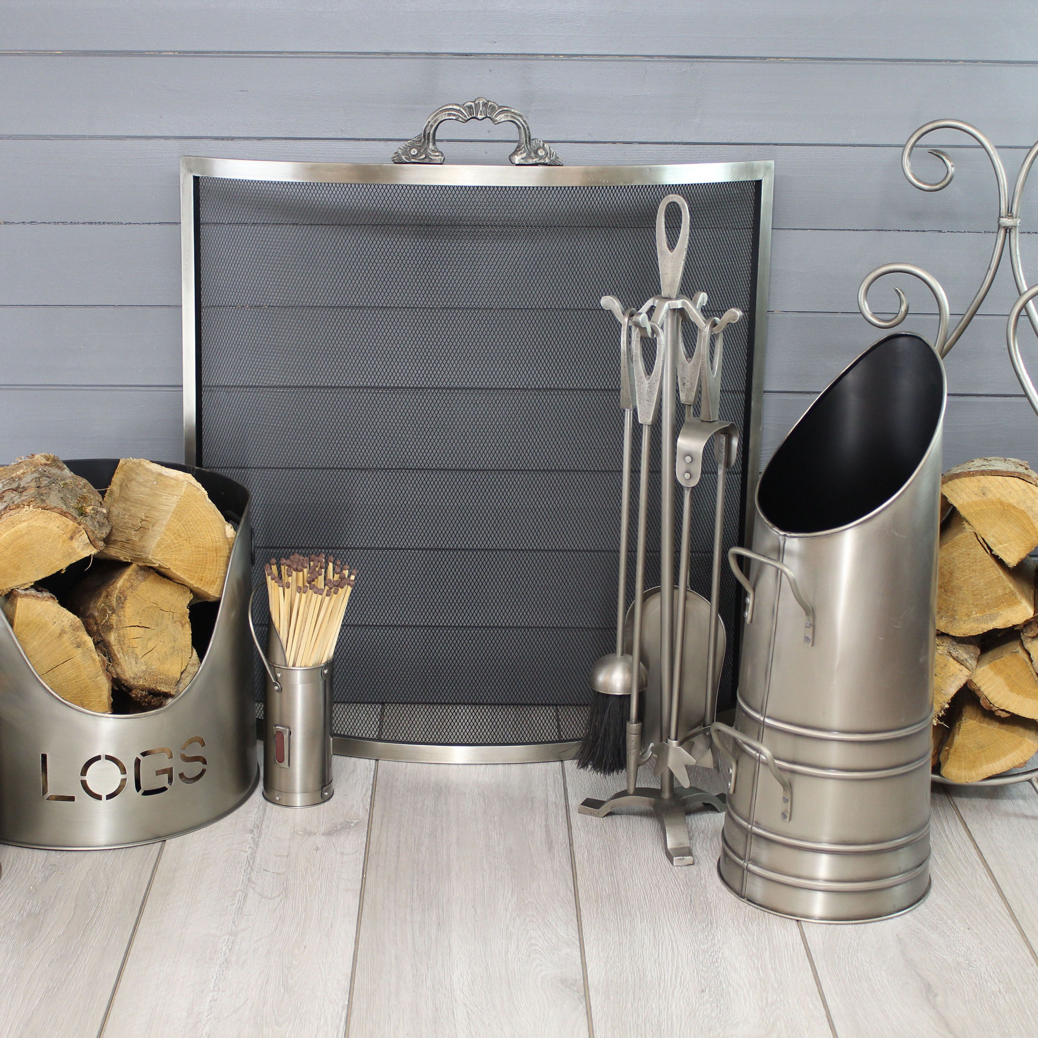 Slemcka Pewter effect Metal 5 piece Companion set