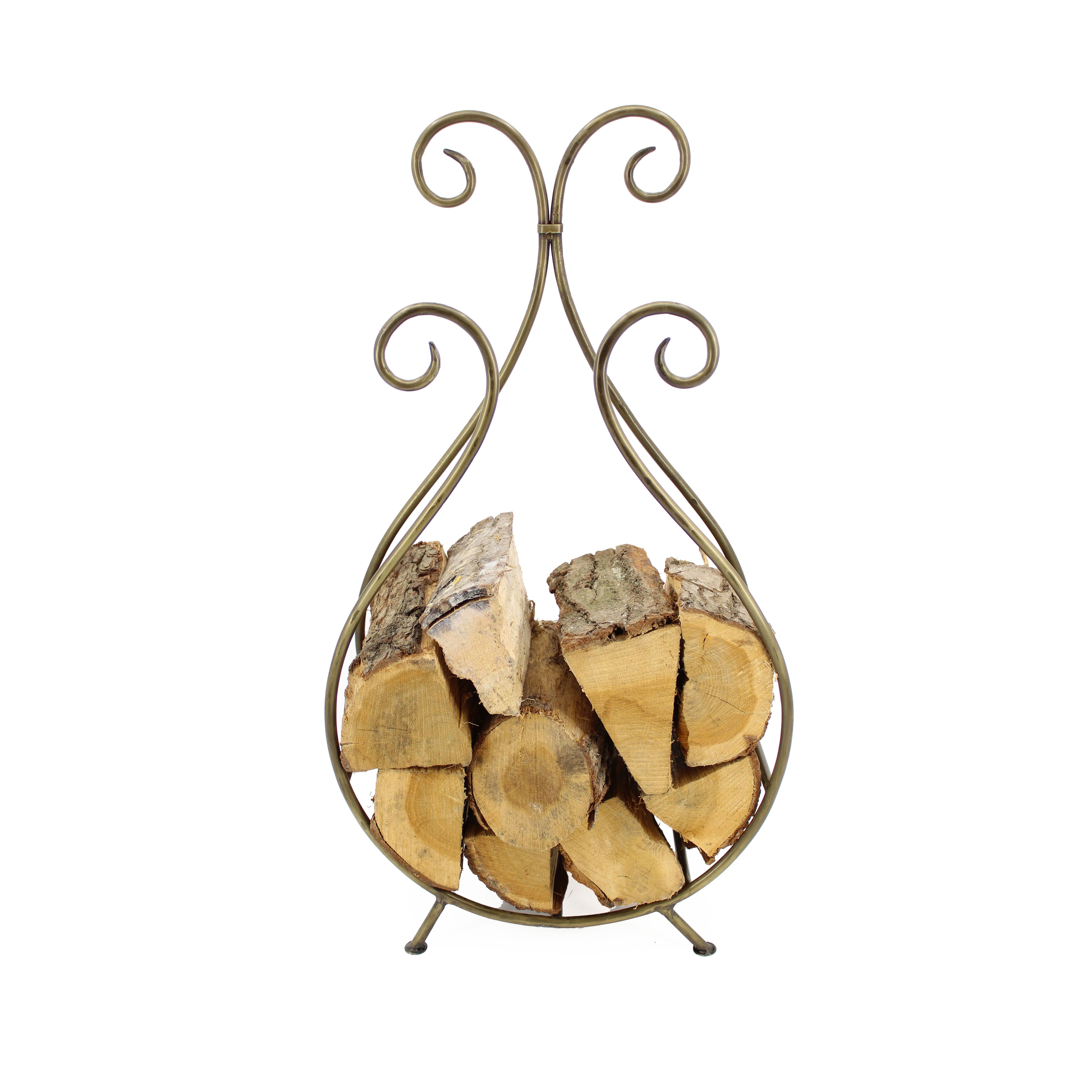 Slemcka Traditional Antique brass effect Steel Log basket (H)660mm (D)180mm