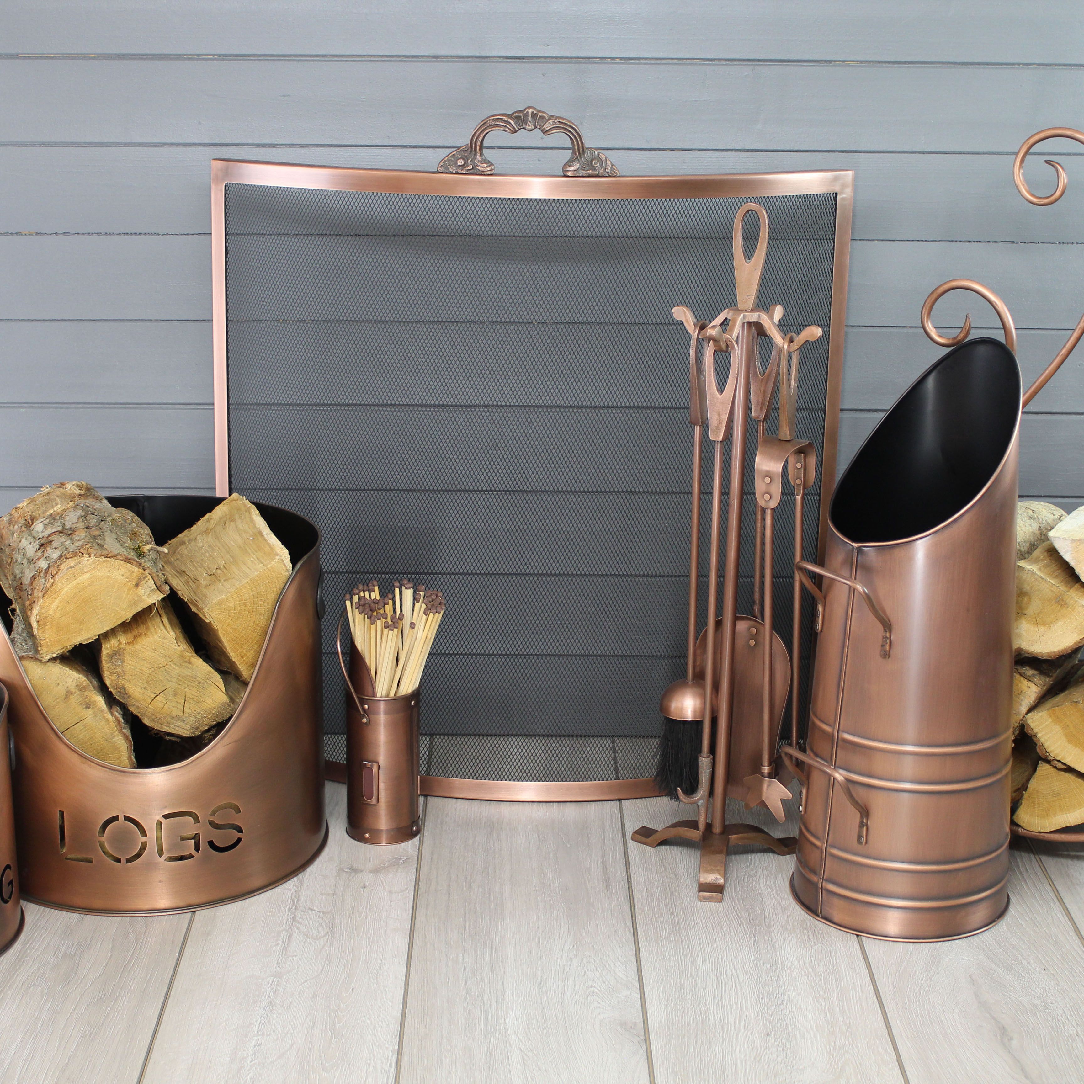 Slemcka Traditional Antique copper effect Metal Fire screen (W)0.61m