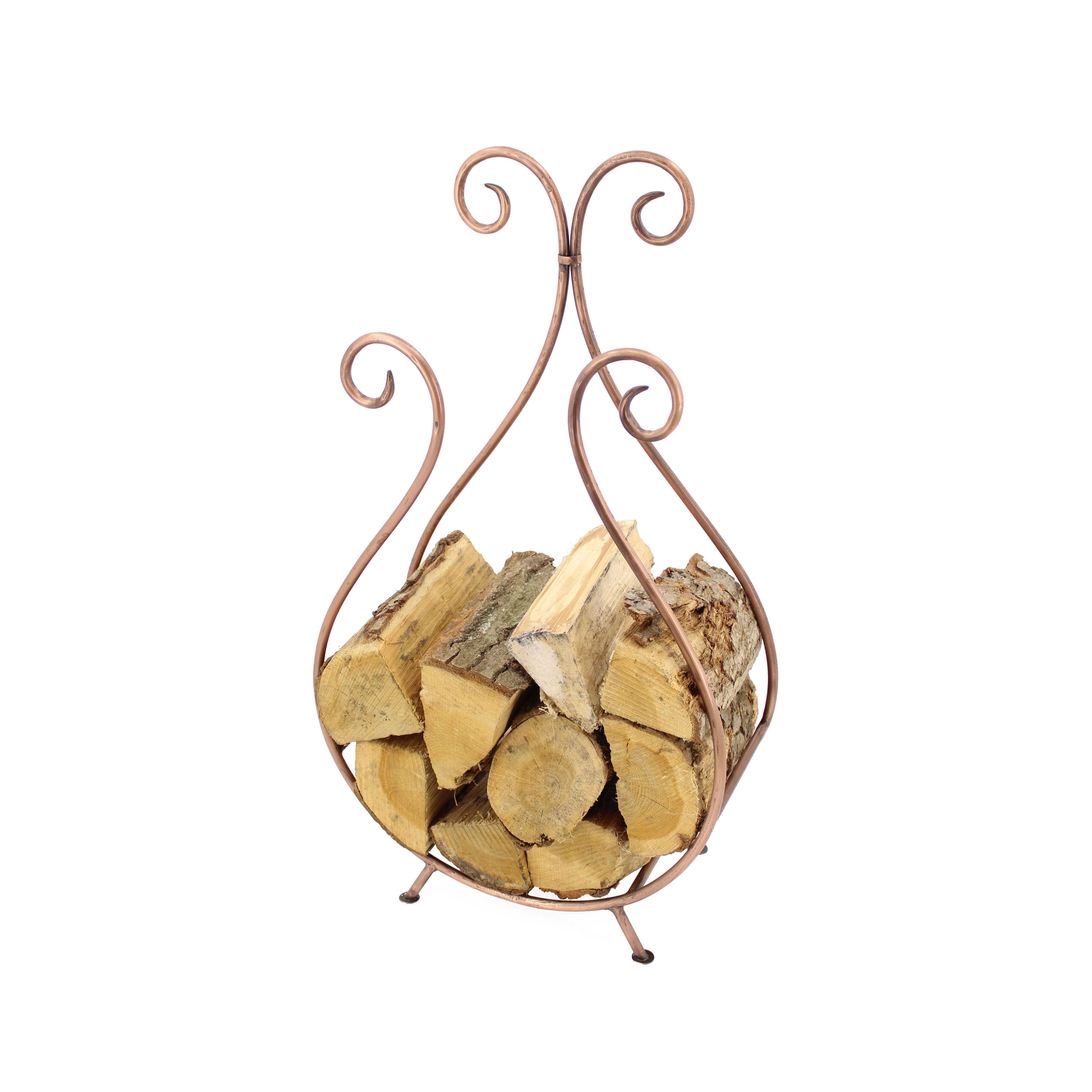 Slemcka Traditional Antique copper effect Steel Log basket (H)660mm (D)180mm