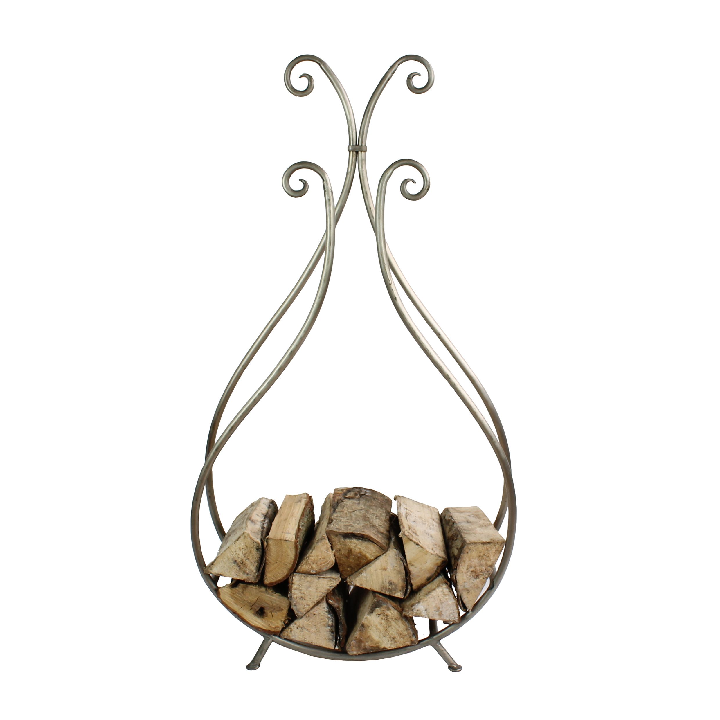 Slemcka Traditional Antique pewter effect Steel Log basket (H)660mm (D)180mm