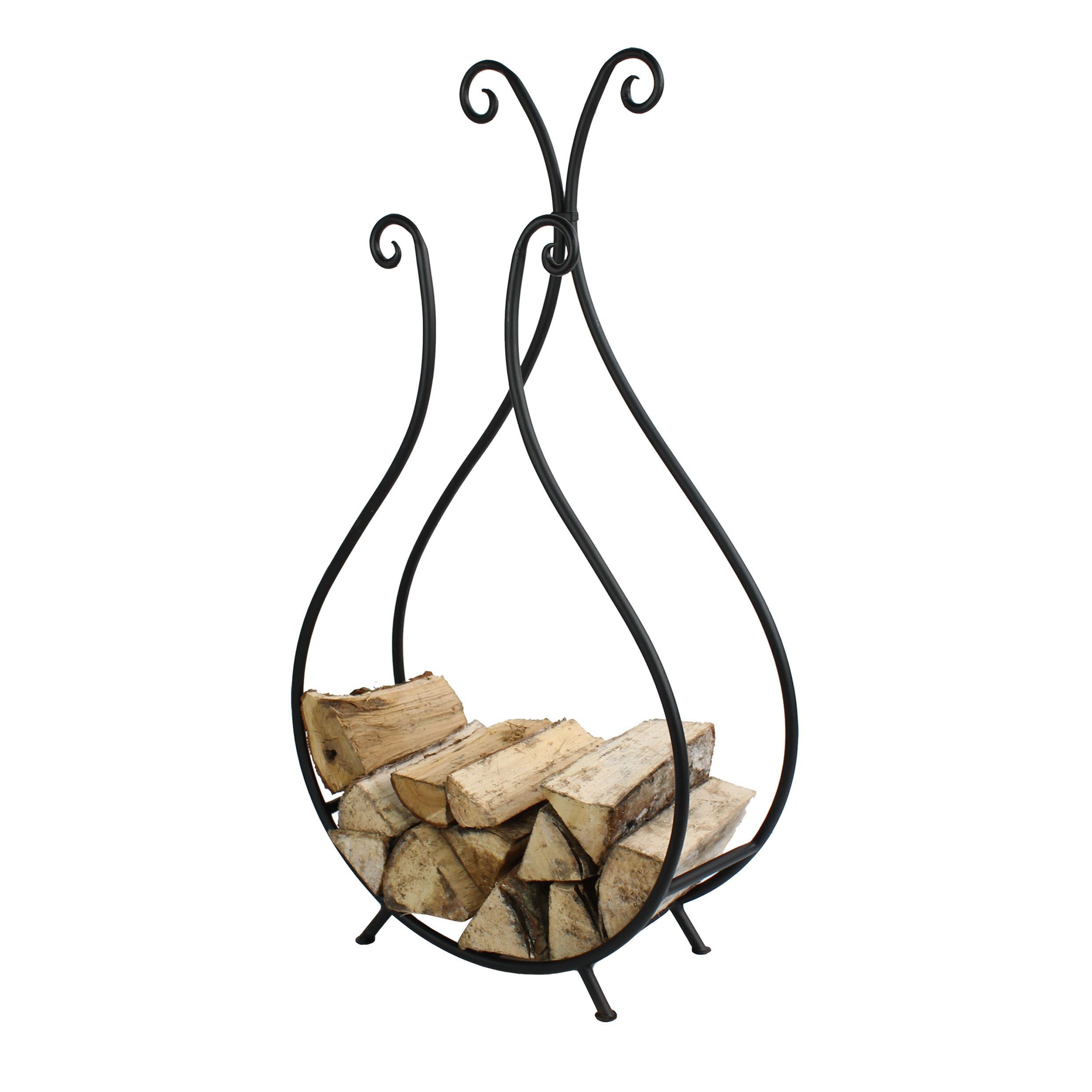 Slemcka Traditional Black Steel Log basket (H)660mm (D)180mm