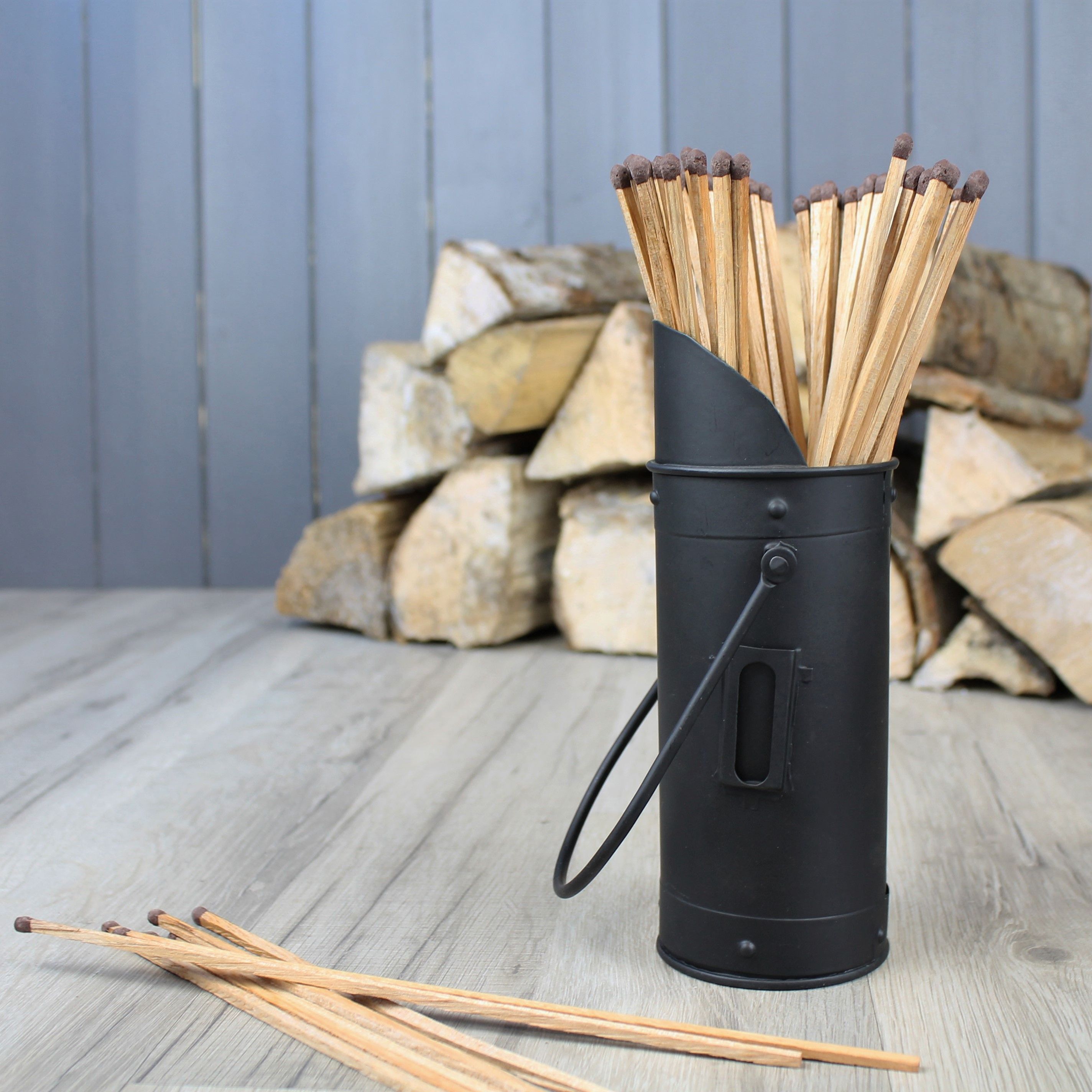 Slemcka Traditional Black Steel Storage bucket (H)200mm (D)70mm