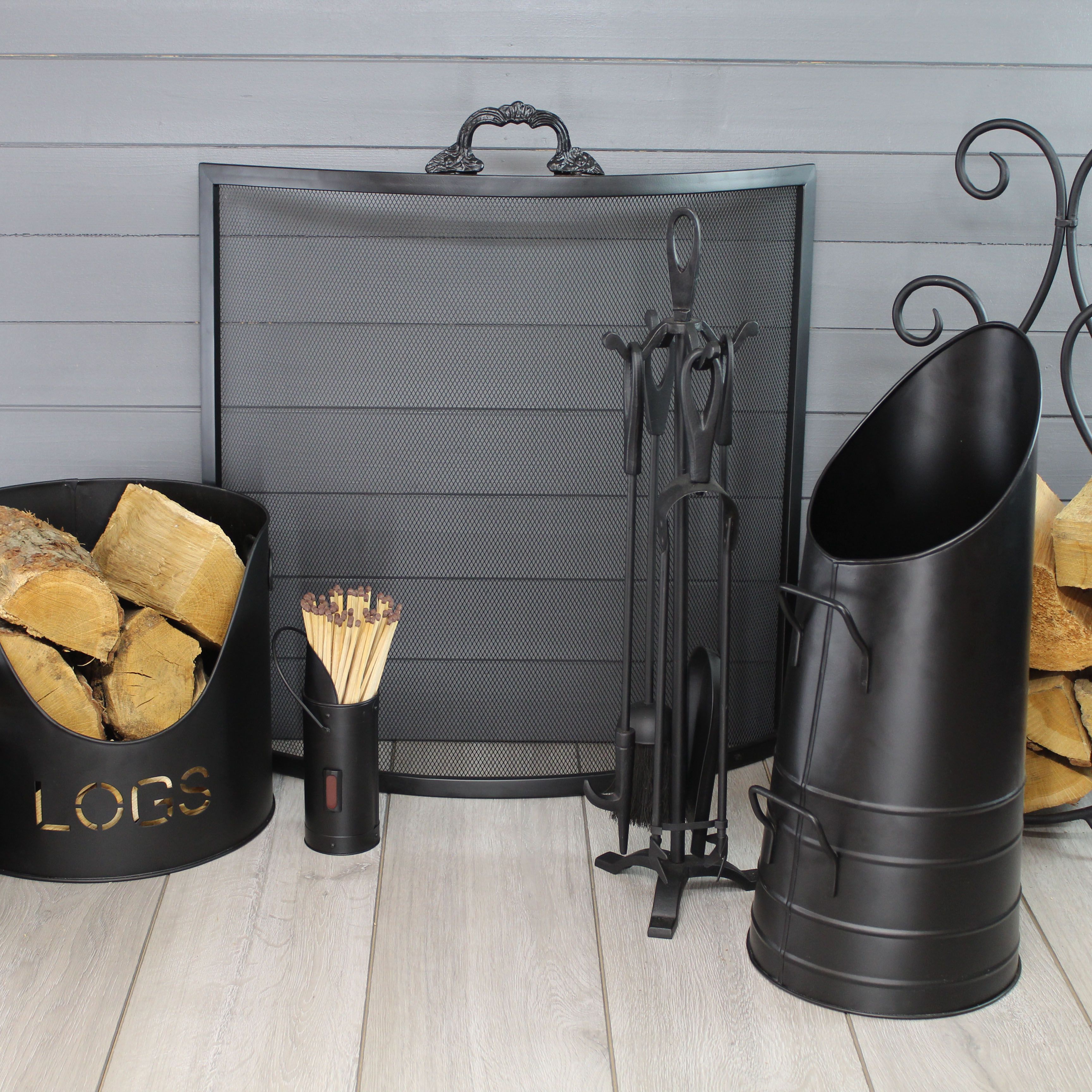 Slemcka Traditional Black Steel Storage bucket (H)200mm (D)70mm