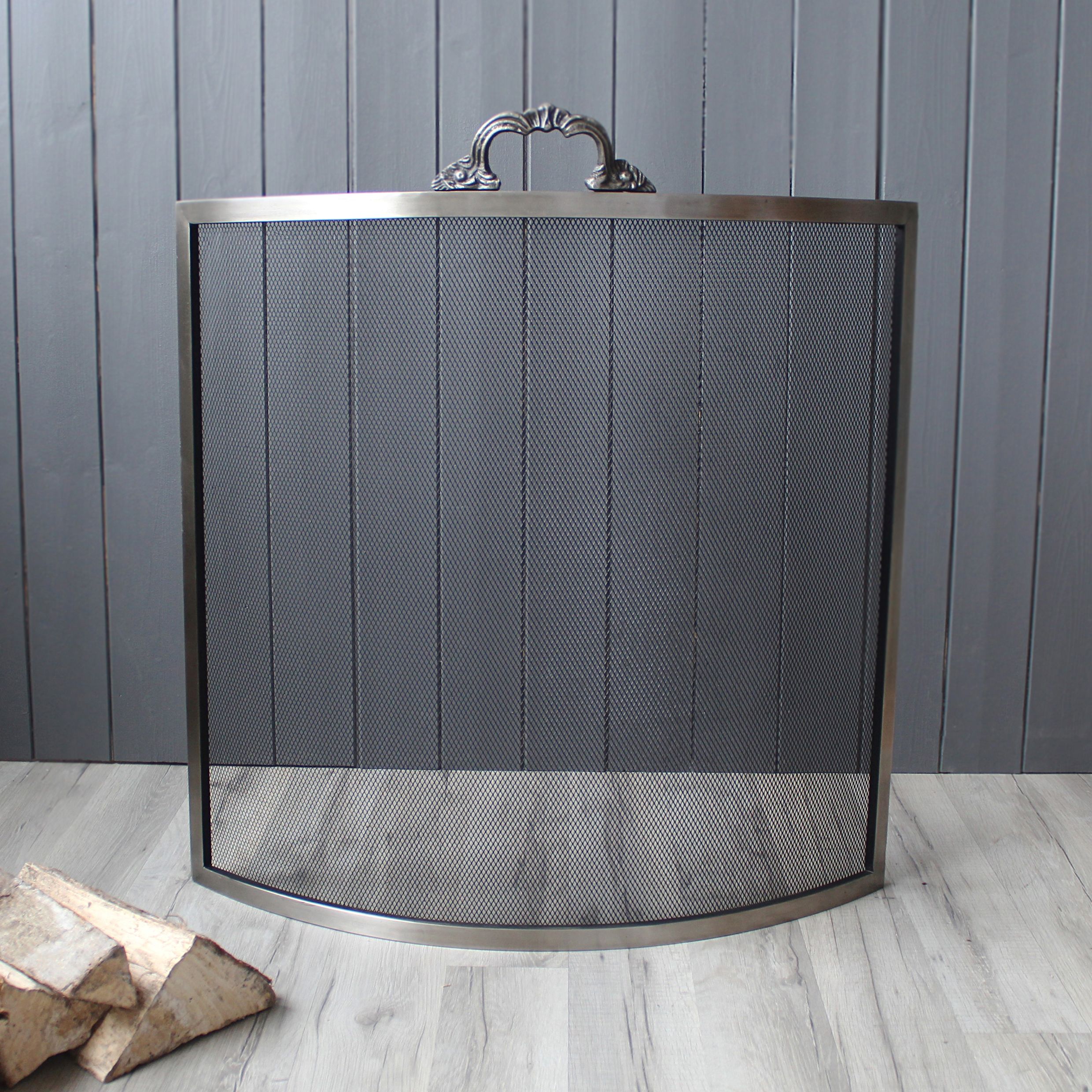 Slemcka Traditional Pewter effect Metal Fire screen (W)0.61m