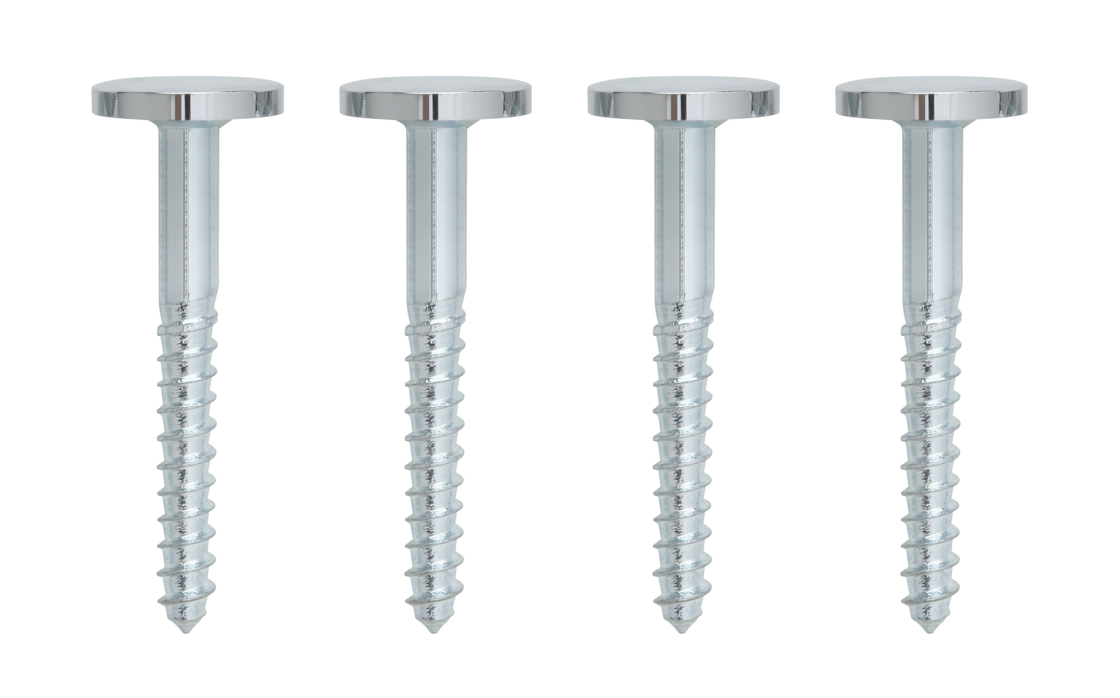 Slotted Flat countersunk Silver Mirror screw (L)38mm, Pack of 4