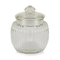 Small Clear Ornate Glass Jar