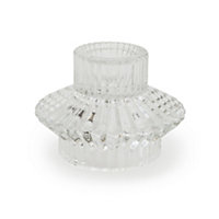 Small Clear Ribbed Glass Candle holder