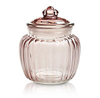 Small Pink Ornate Glass Jar