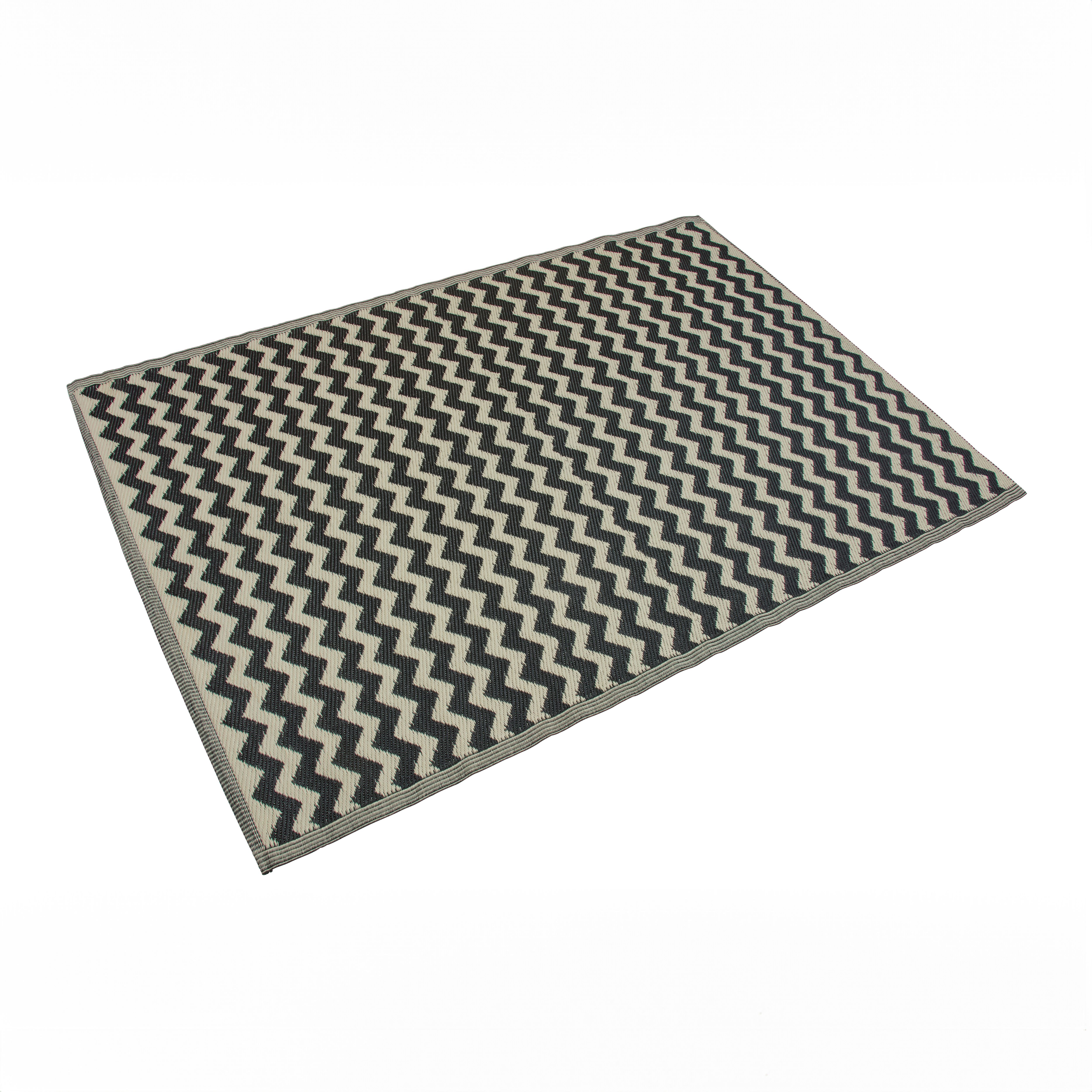 Smart Garden Alfresco Black & White Zig Zag Outdoor Rug, (L)230cm x (W)160cm