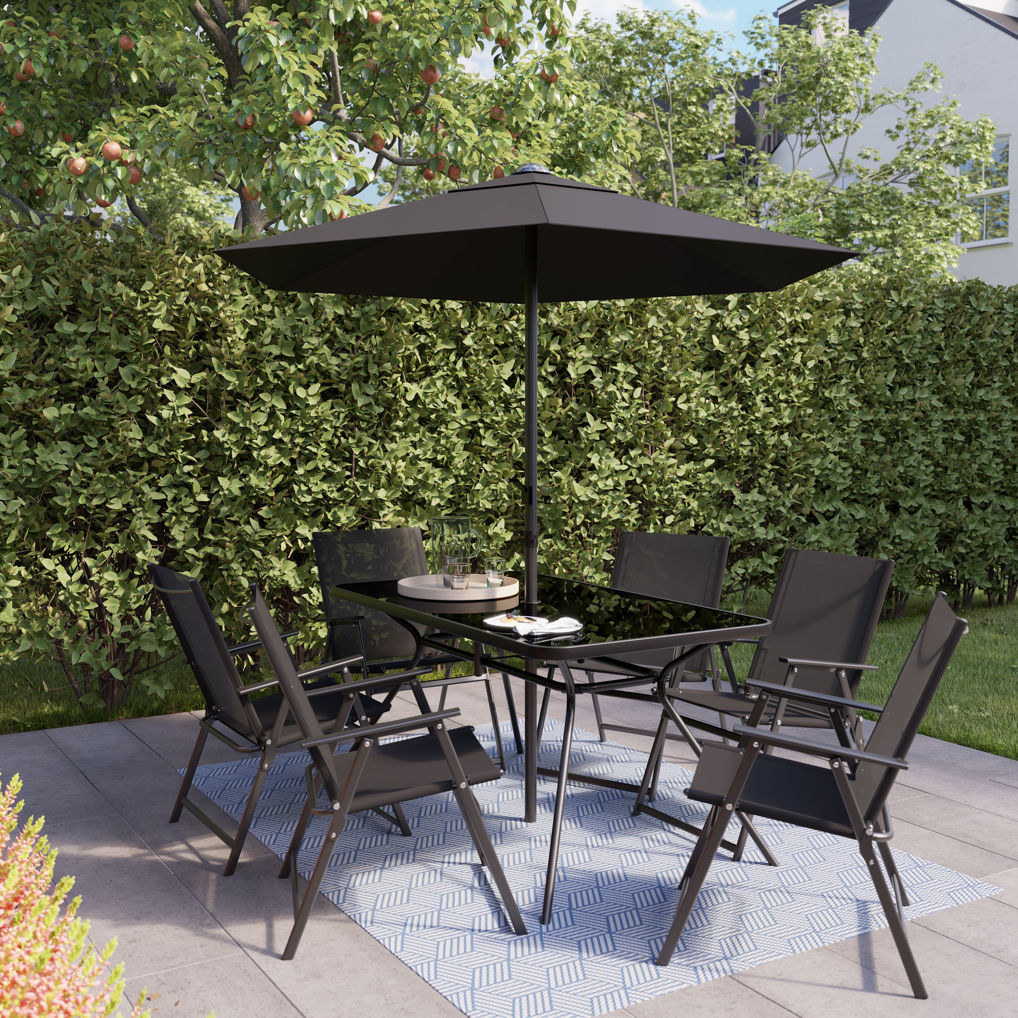 Smart Garden Alfresco Blue & Grey Illusion Outdoor Rug, (L)230cm x (W)160cm