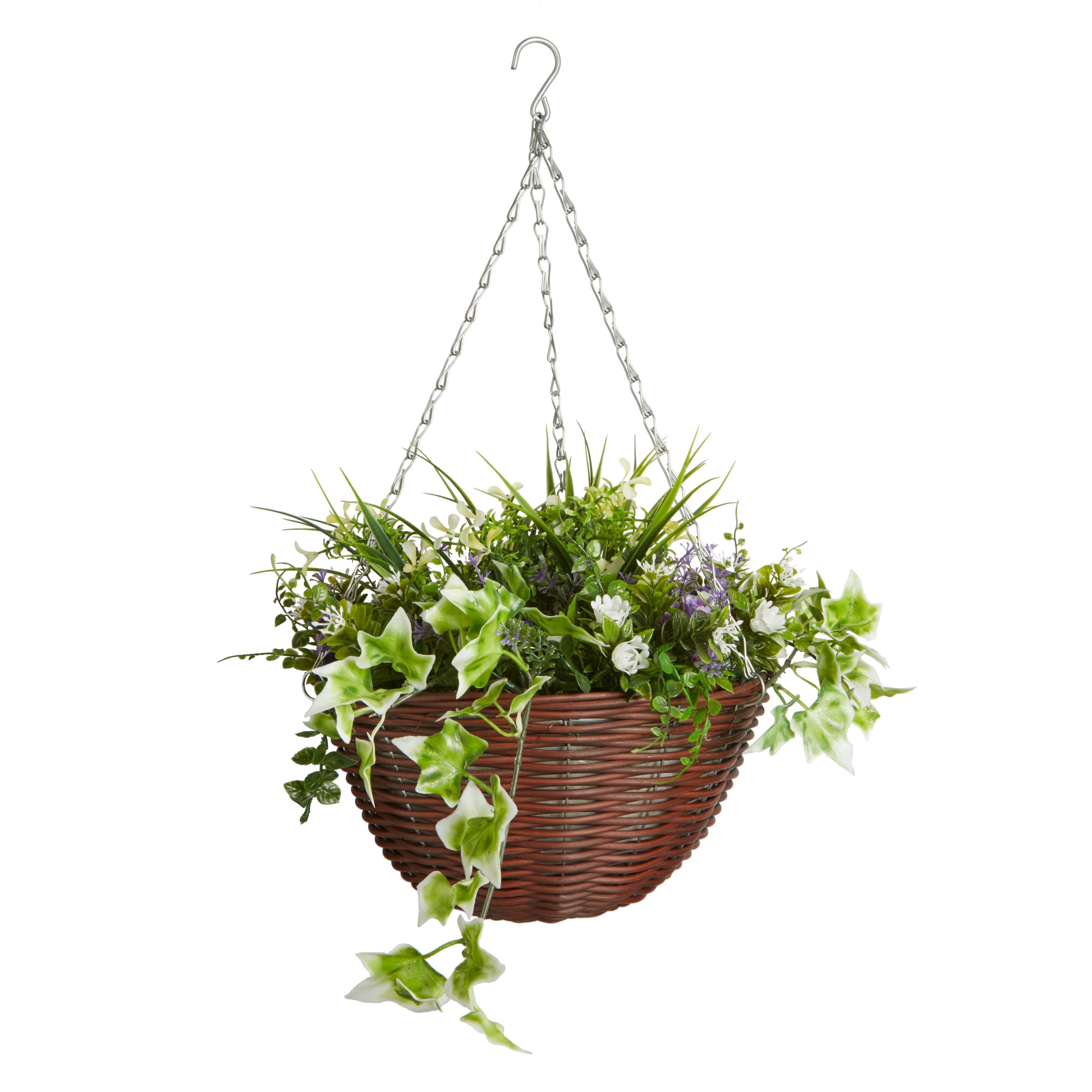 Smart Garden Easy artificial Purple & white Round Plastic Hanging basket, 30cm