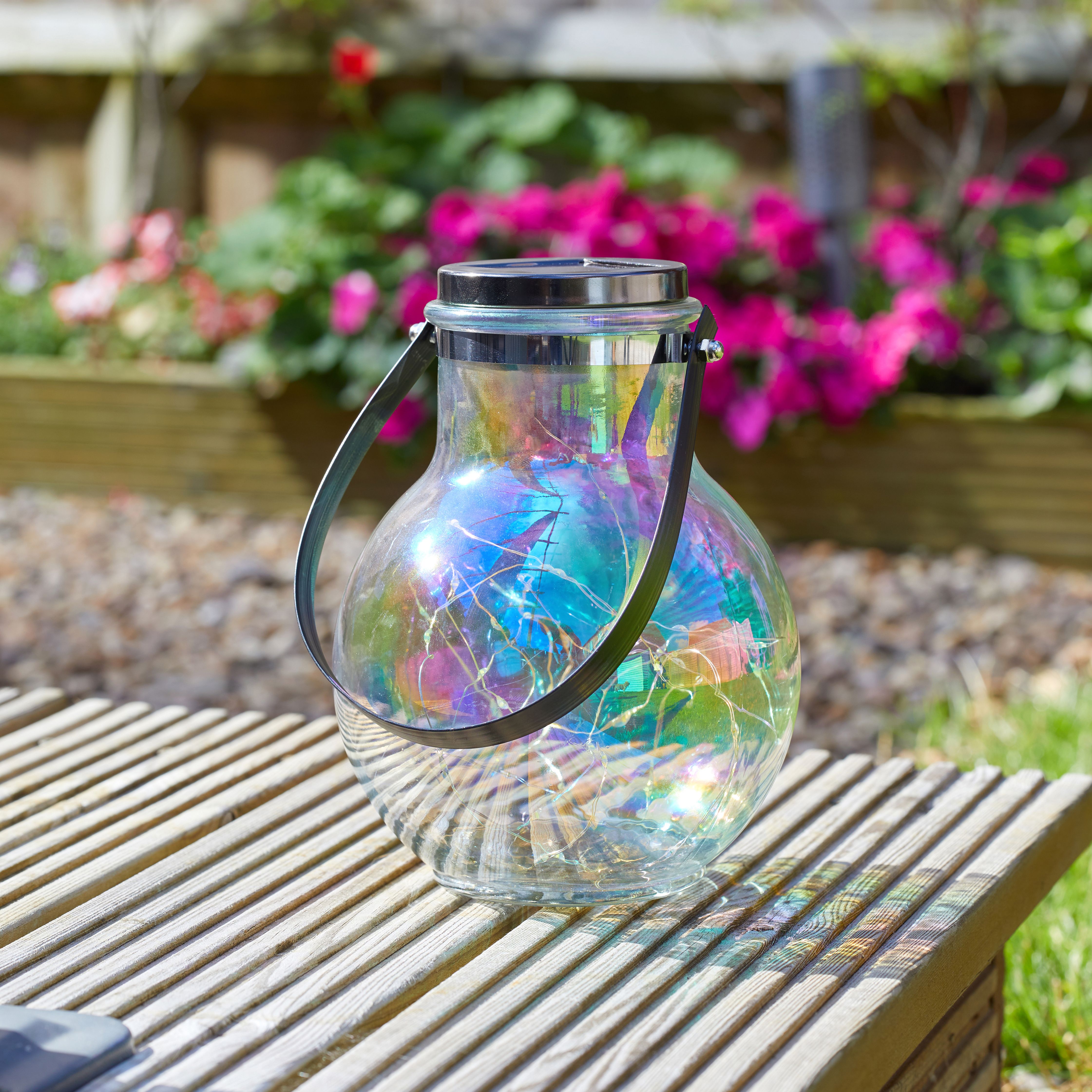 Smart Garden Glass, plastic & stainless steel Iridescent effect Solar-powered Outdoor LED Lantern