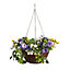 Smart Garden Pansy artificial Purple & yellow Round Plastic Hanging basket, 30cm
