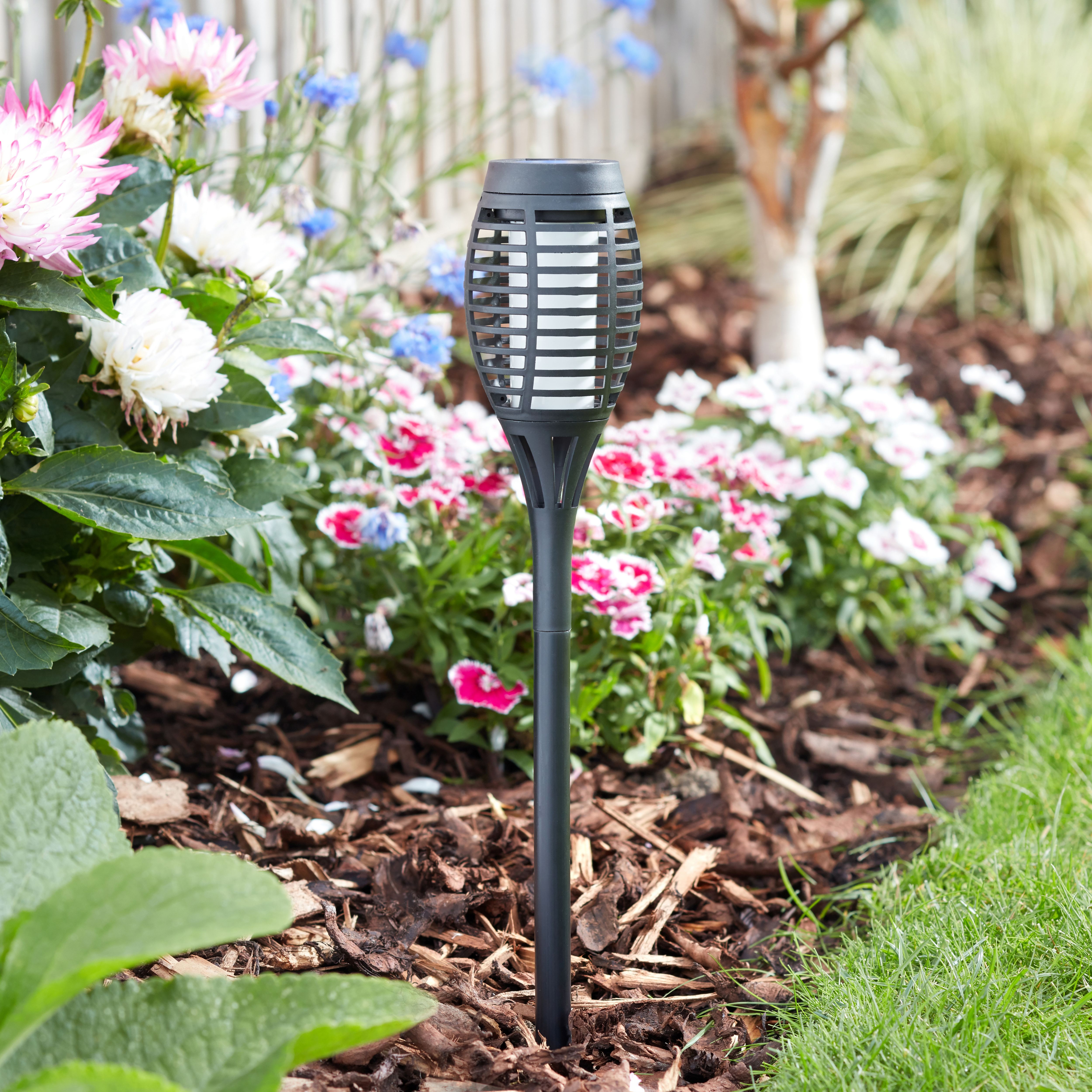 Smart Garden Party Black Flame Solar-powered LED Outdoor Stake light, Pack of 5