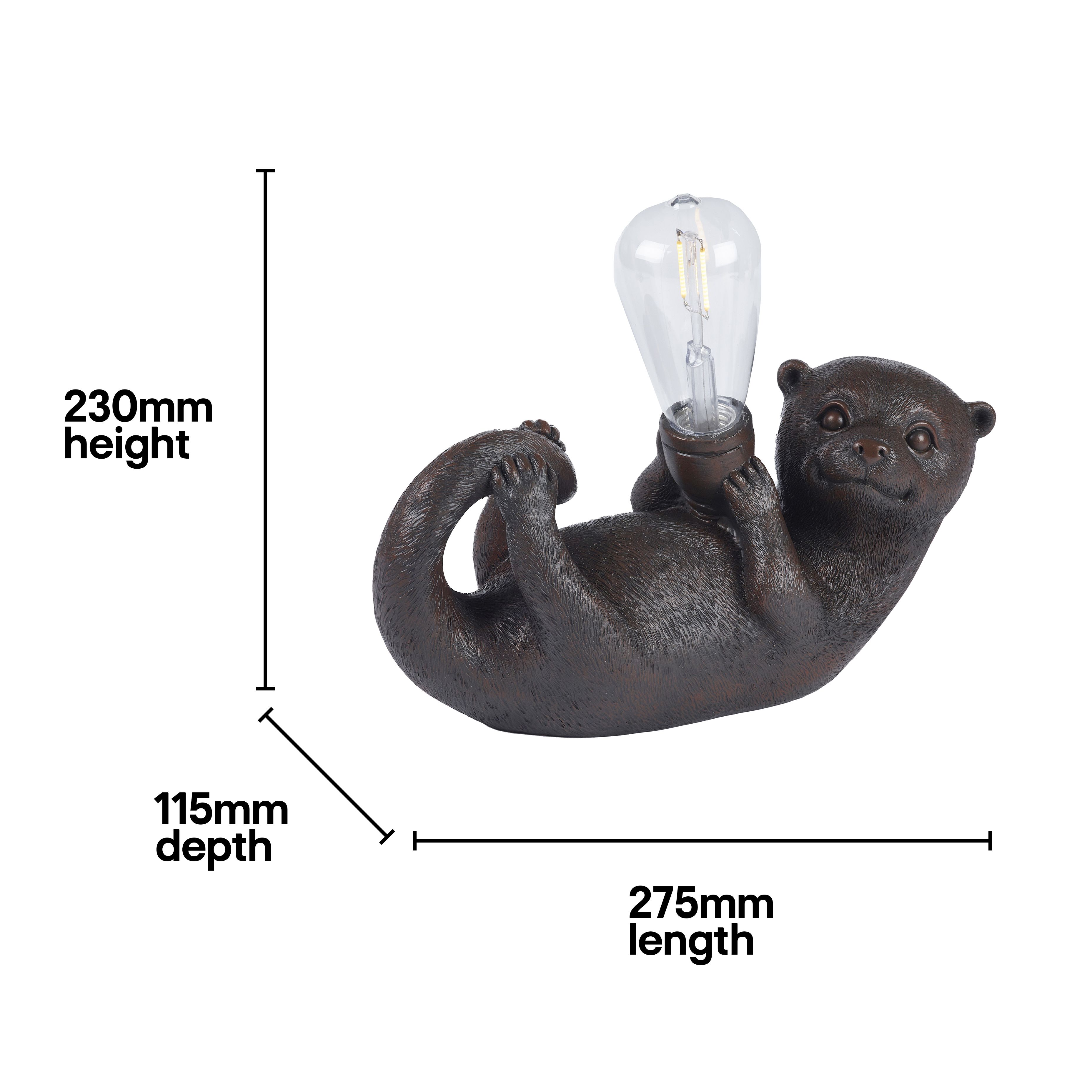 Smart Solar Brushed Brown Hand painted effect Otter Solar-powered LED Outdoor Decorative light