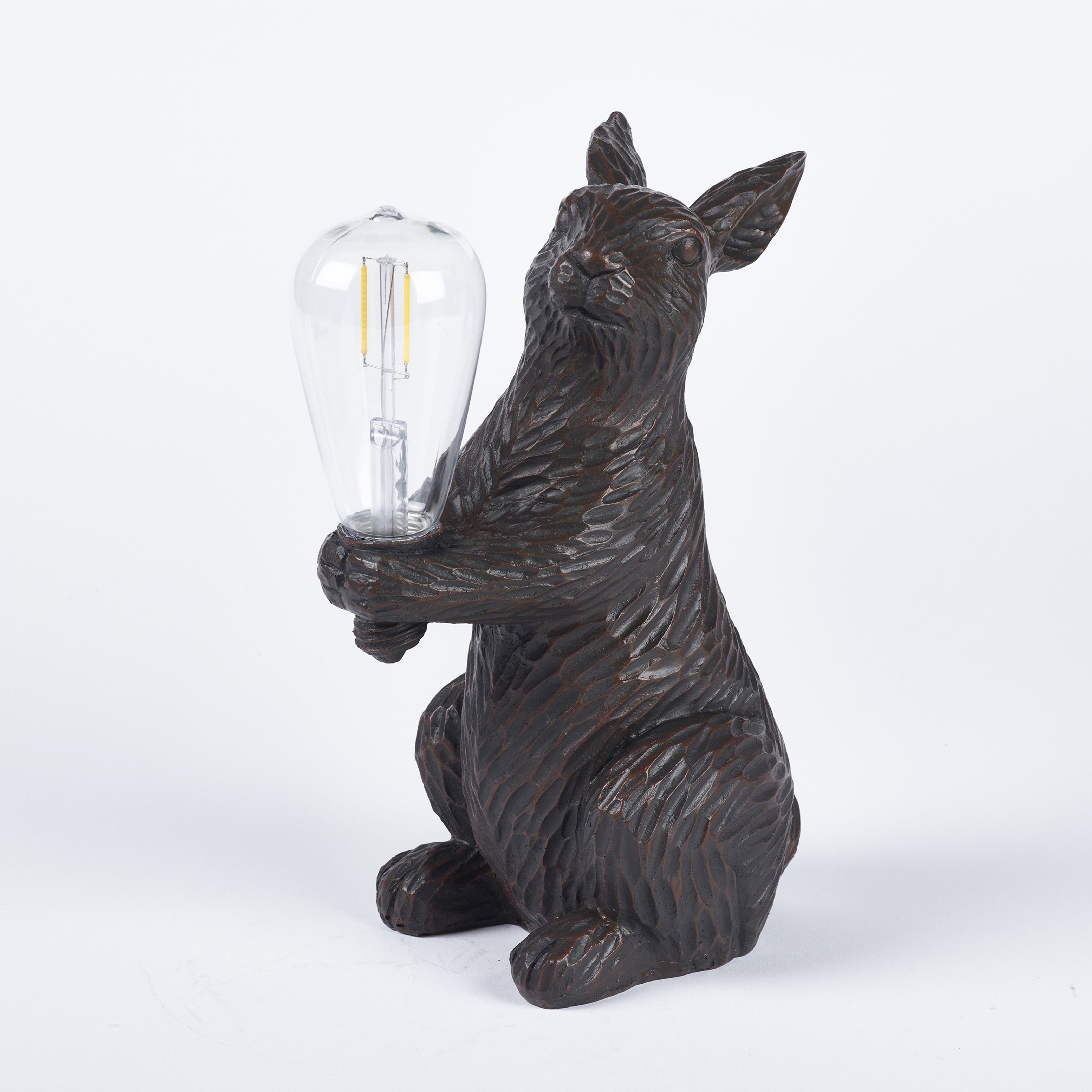 Smart Solar Brushed Brown Hand painted effect Rabbit Solar-powered LED Outdoor Decorative light