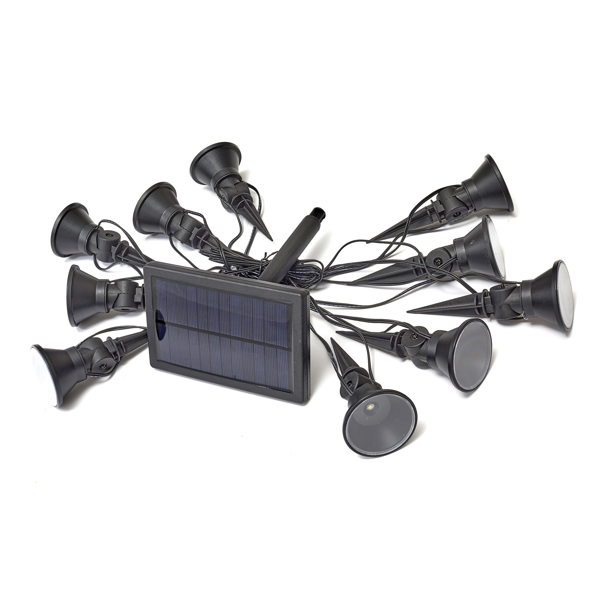 Smart Solar Multispot Black Solar-powered LED Outdoor Ground light, Set of 10