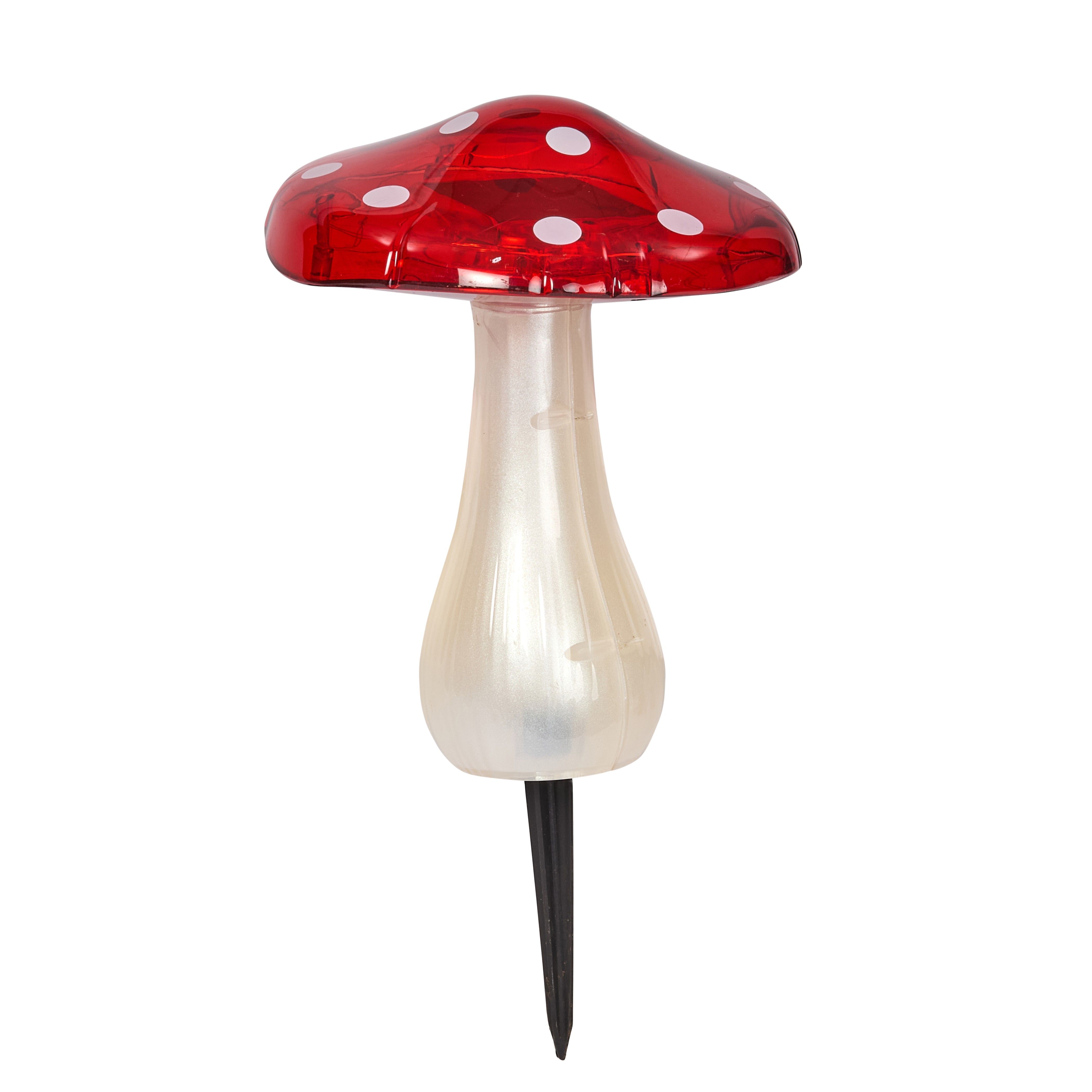 Smart Solar Red & White Mega Mushroom Solar-powered 1lm LED Outdoor Stake light