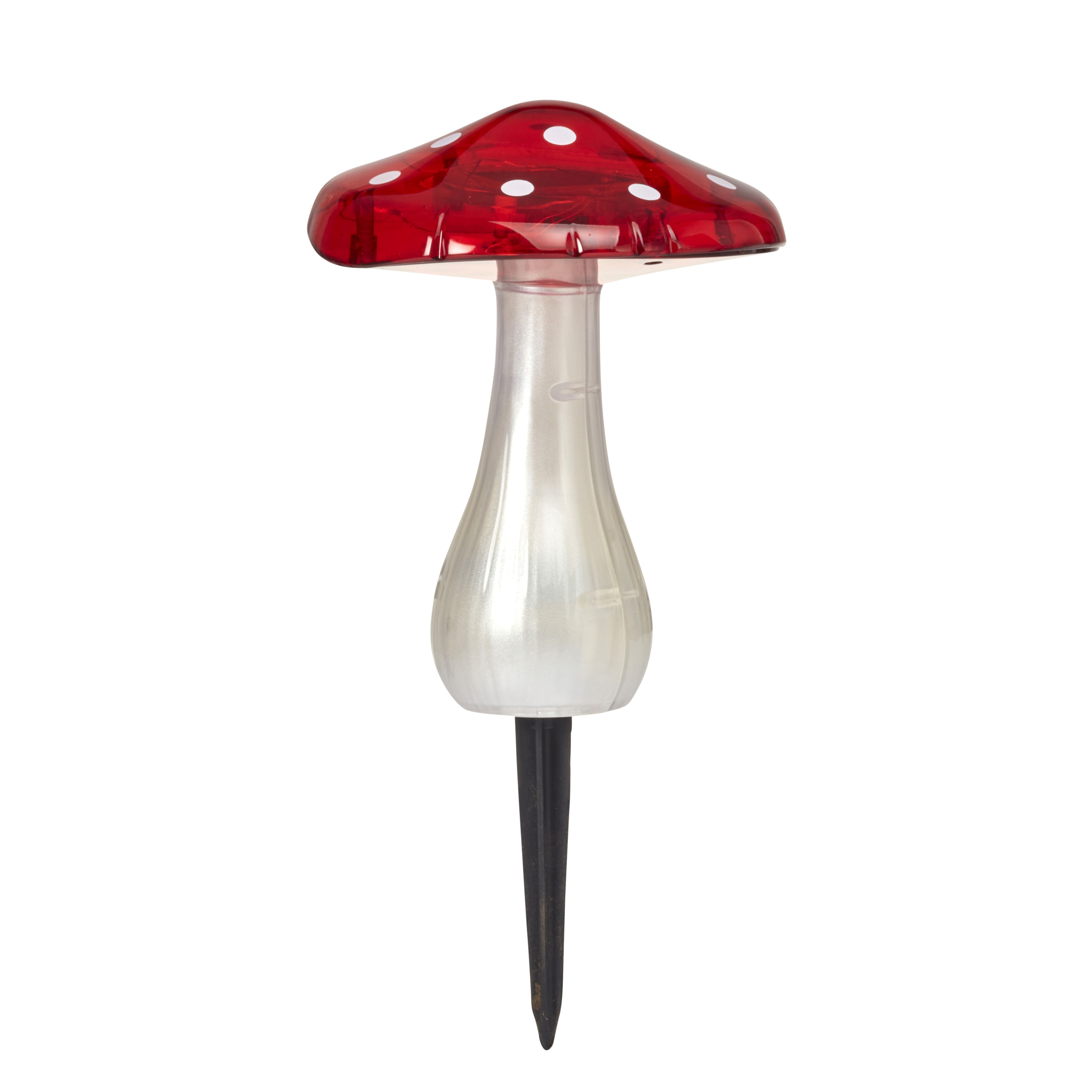 Smart Solar Red & White Mushroom Solar-powered 1lm LED Outdoor Stake light