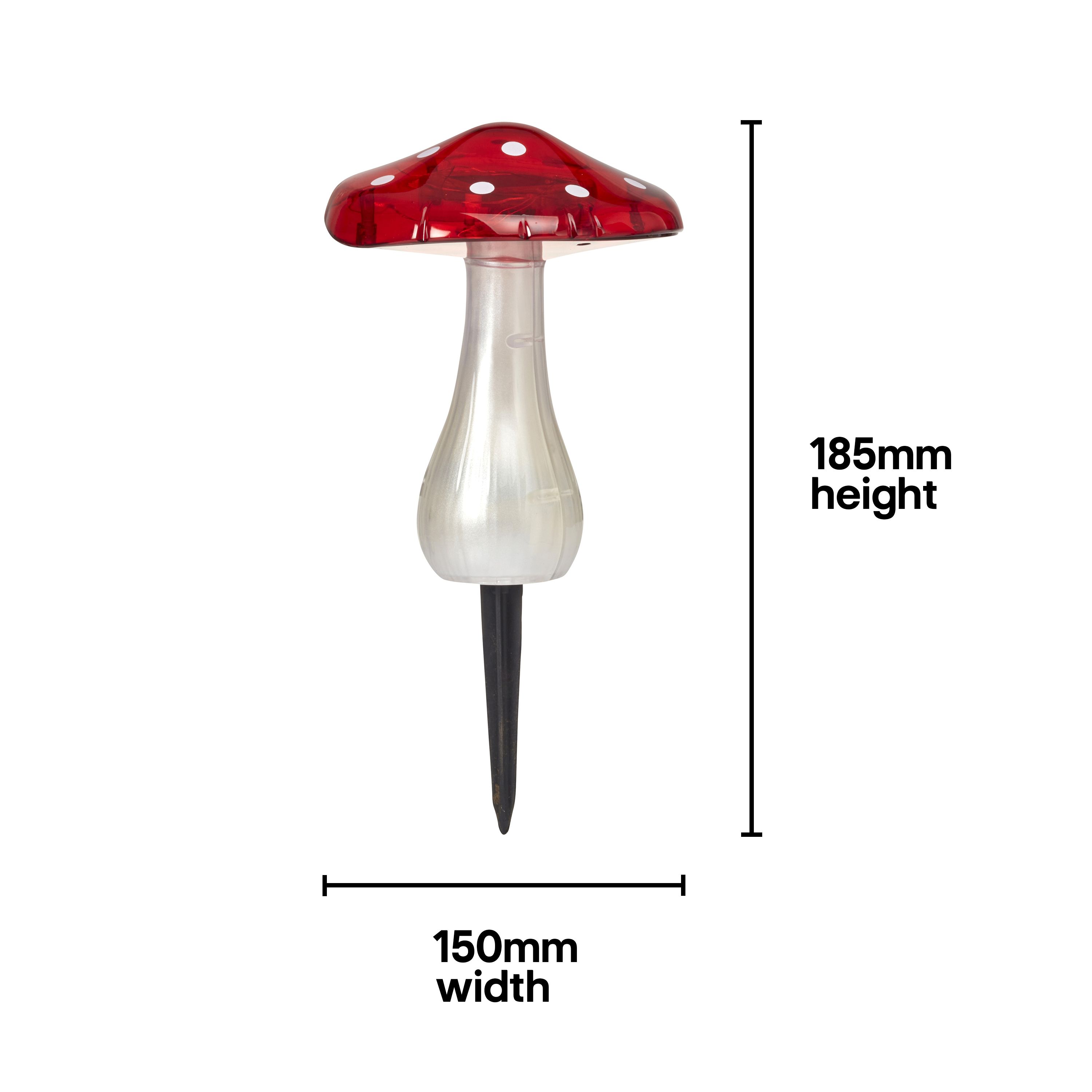 Smart Solar Red & White Mushroom Solar-powered 1lm LED Outdoor Stake light