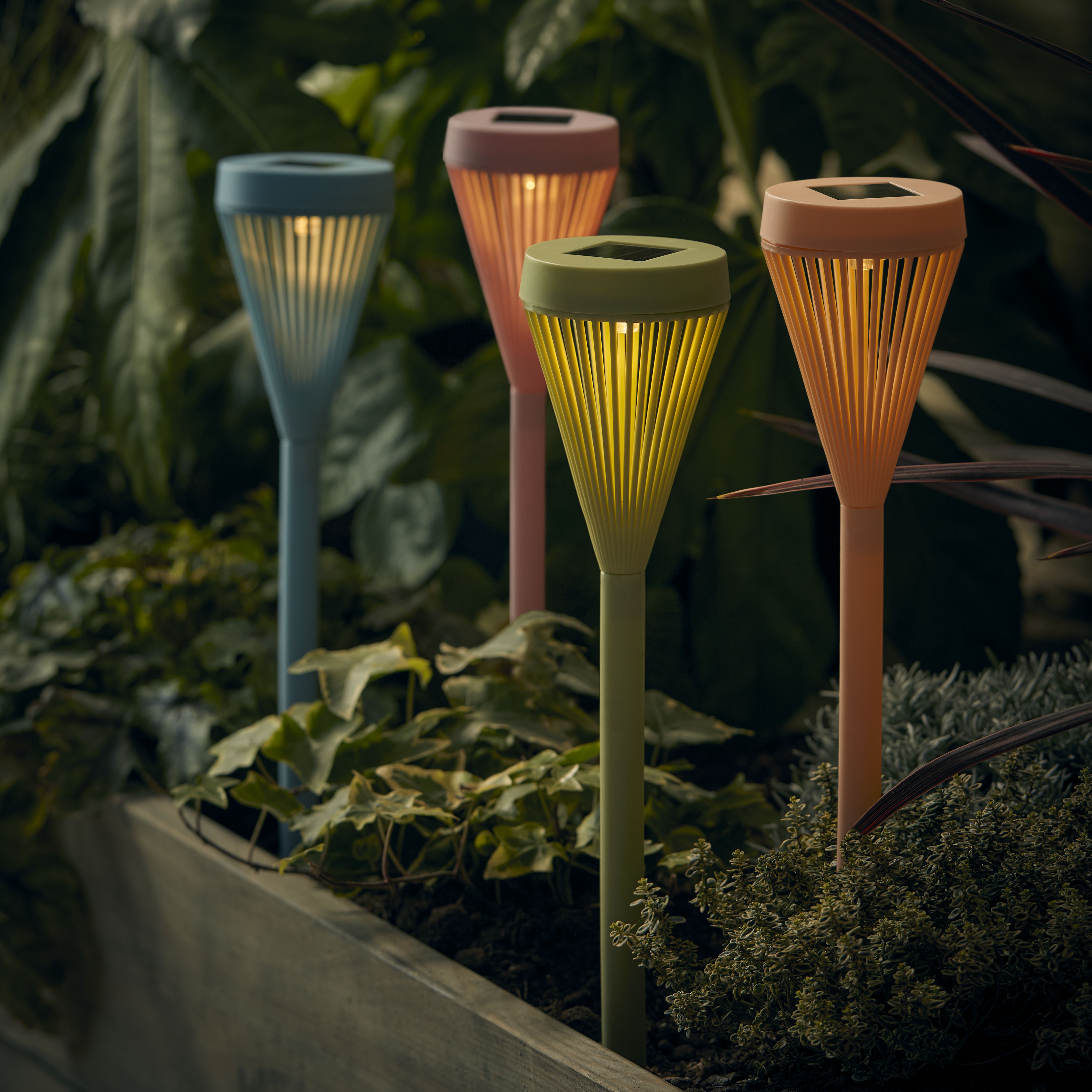 Smart Solar Viva Multicoloured Stake Solar-powered 1lm LED Outdoor Stake light, Pack of 4