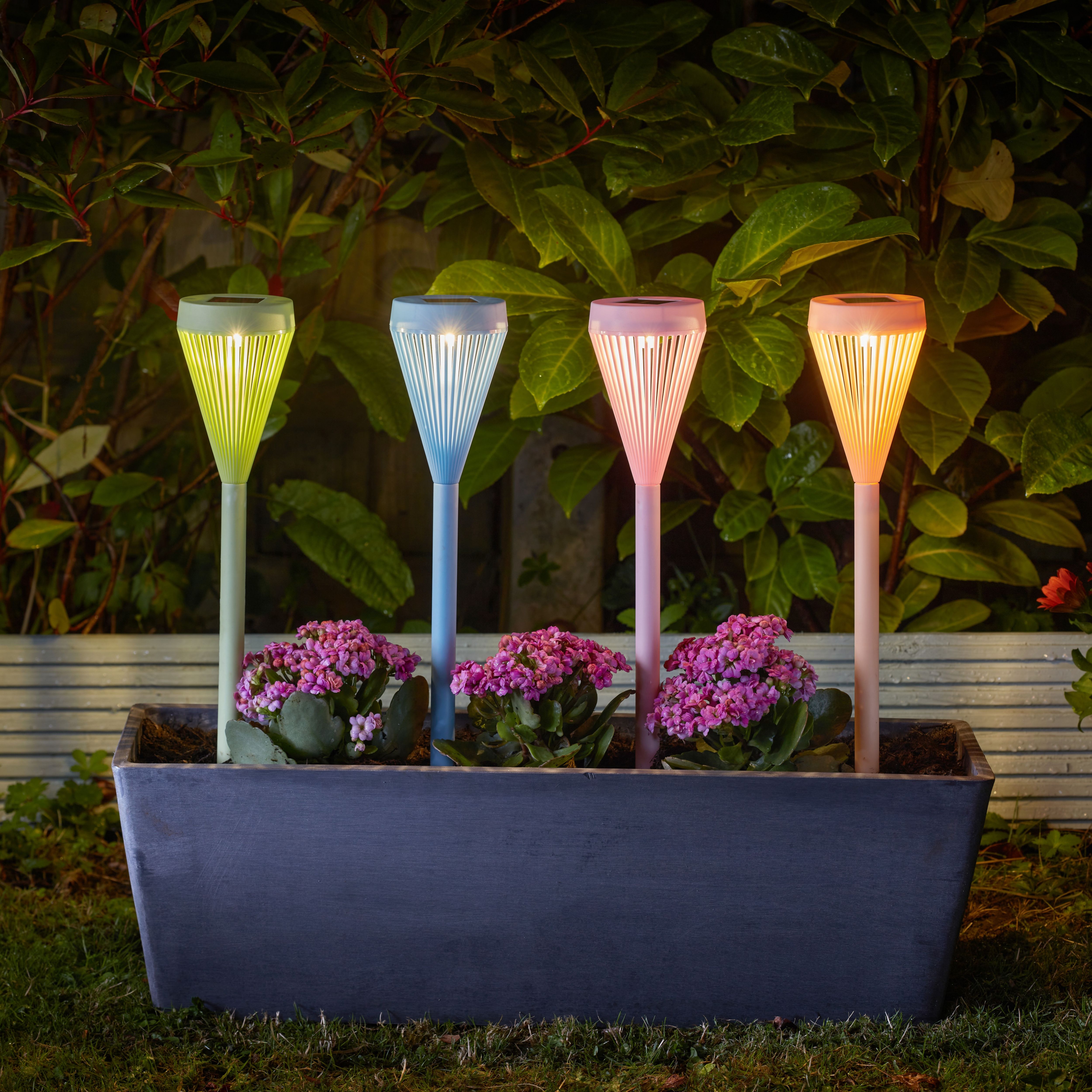 Smart Solar Viva Multicoloured Stake Solar-powered 1lm LED Outdoor Stake light, Pack of 4