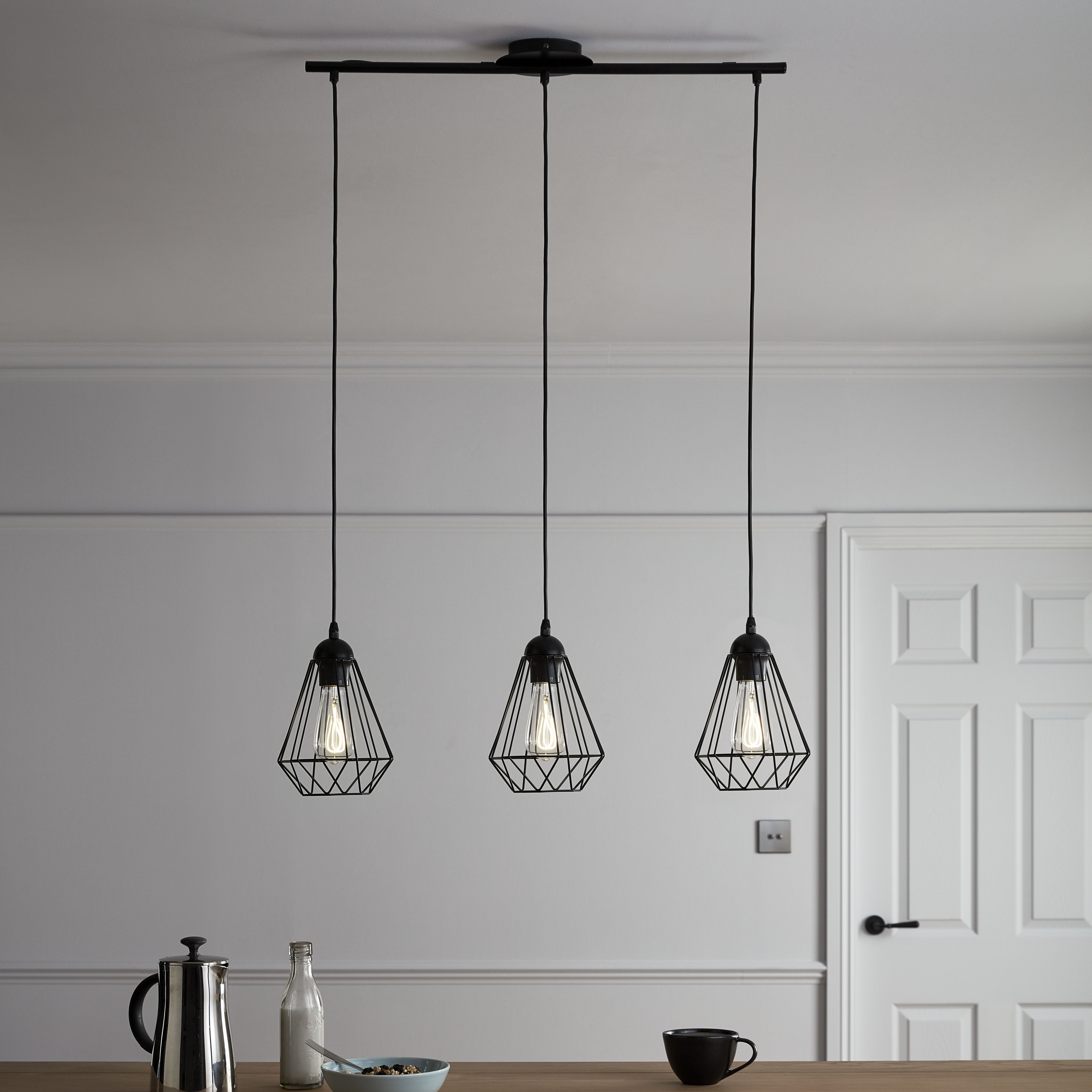 Black feature store pendant light