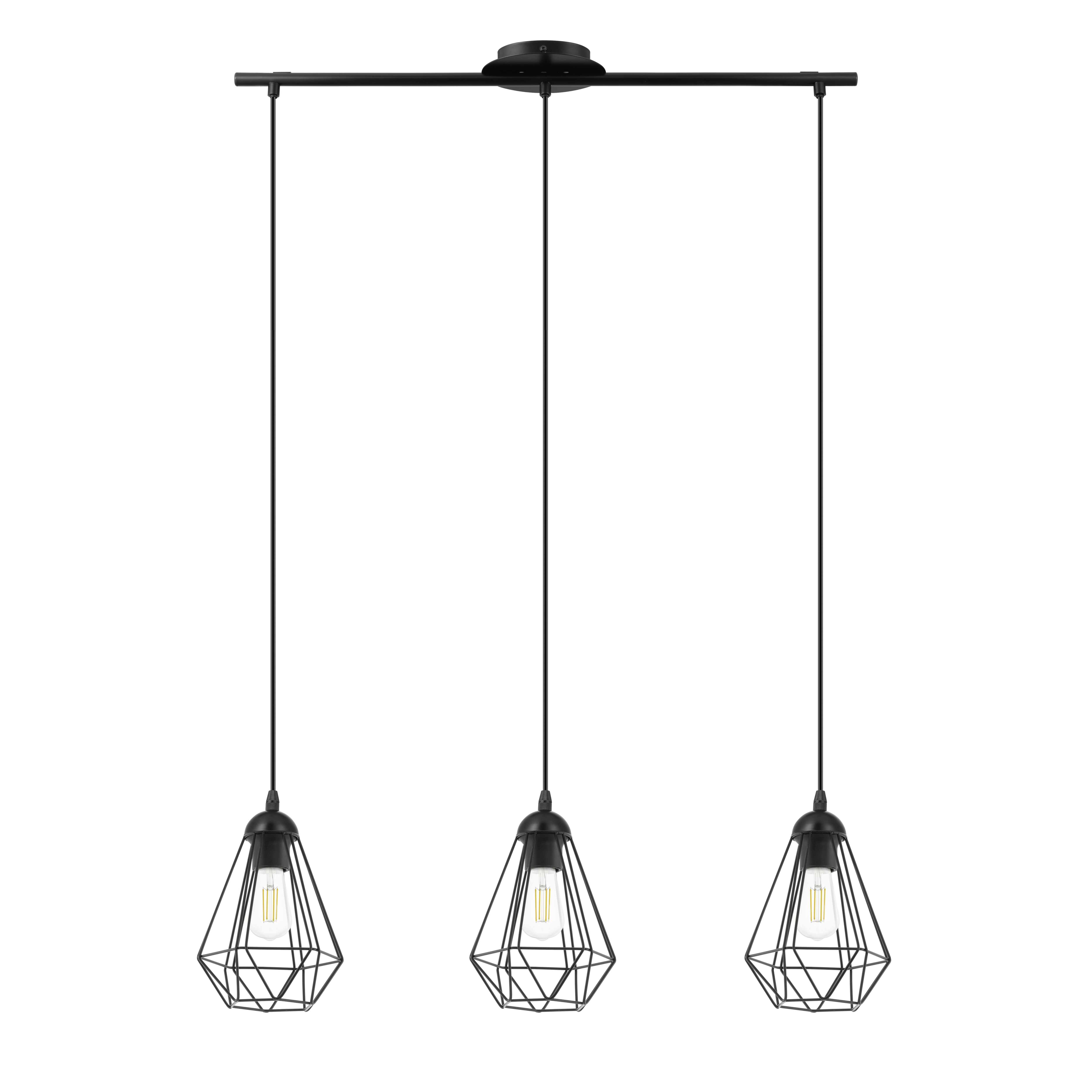 Smertrio Matt Black 3 Lamp Pendant ceiling light, (Dia)790mm