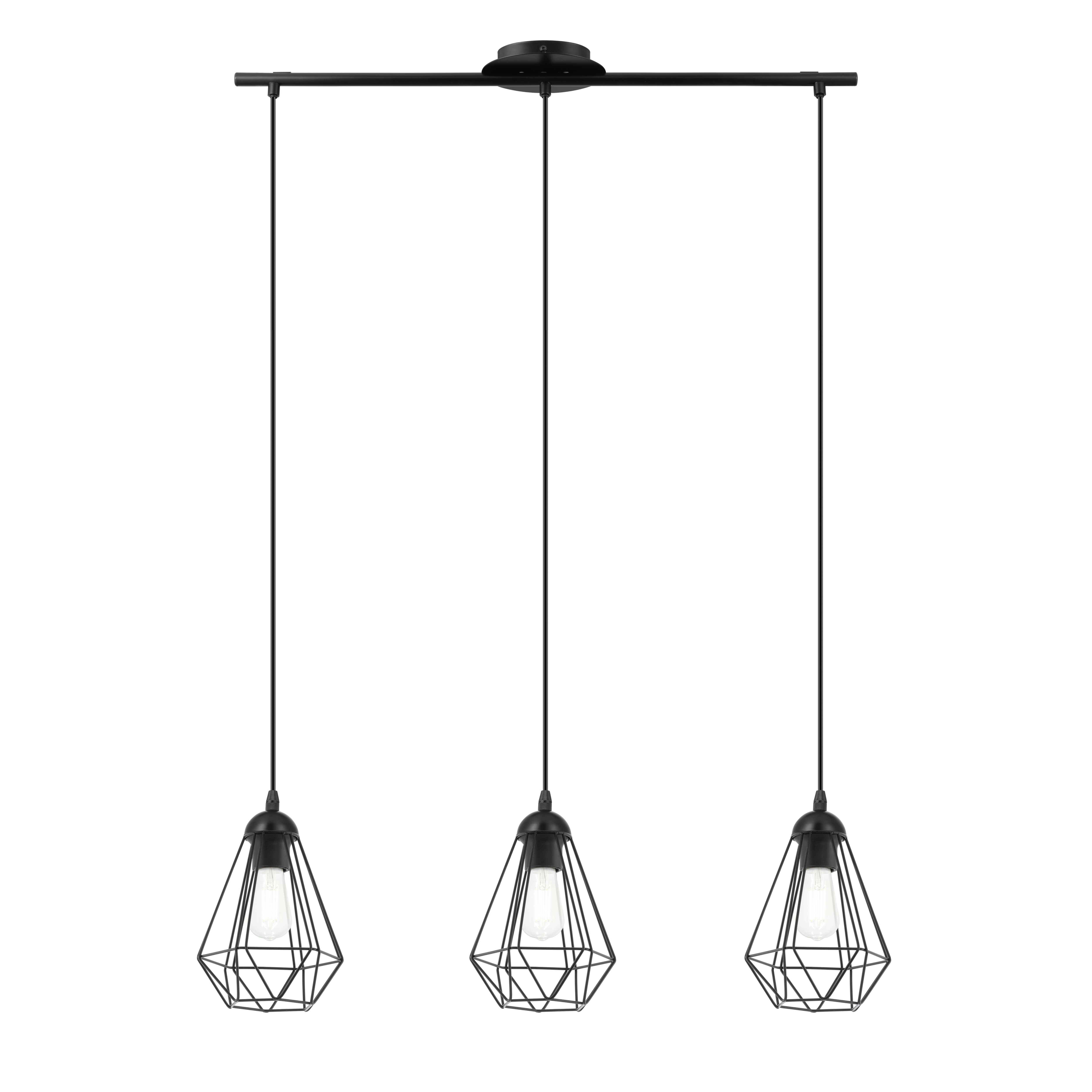 Smertrio Matt Black 3 Lamp Pendant ceiling light, (Dia)790mm