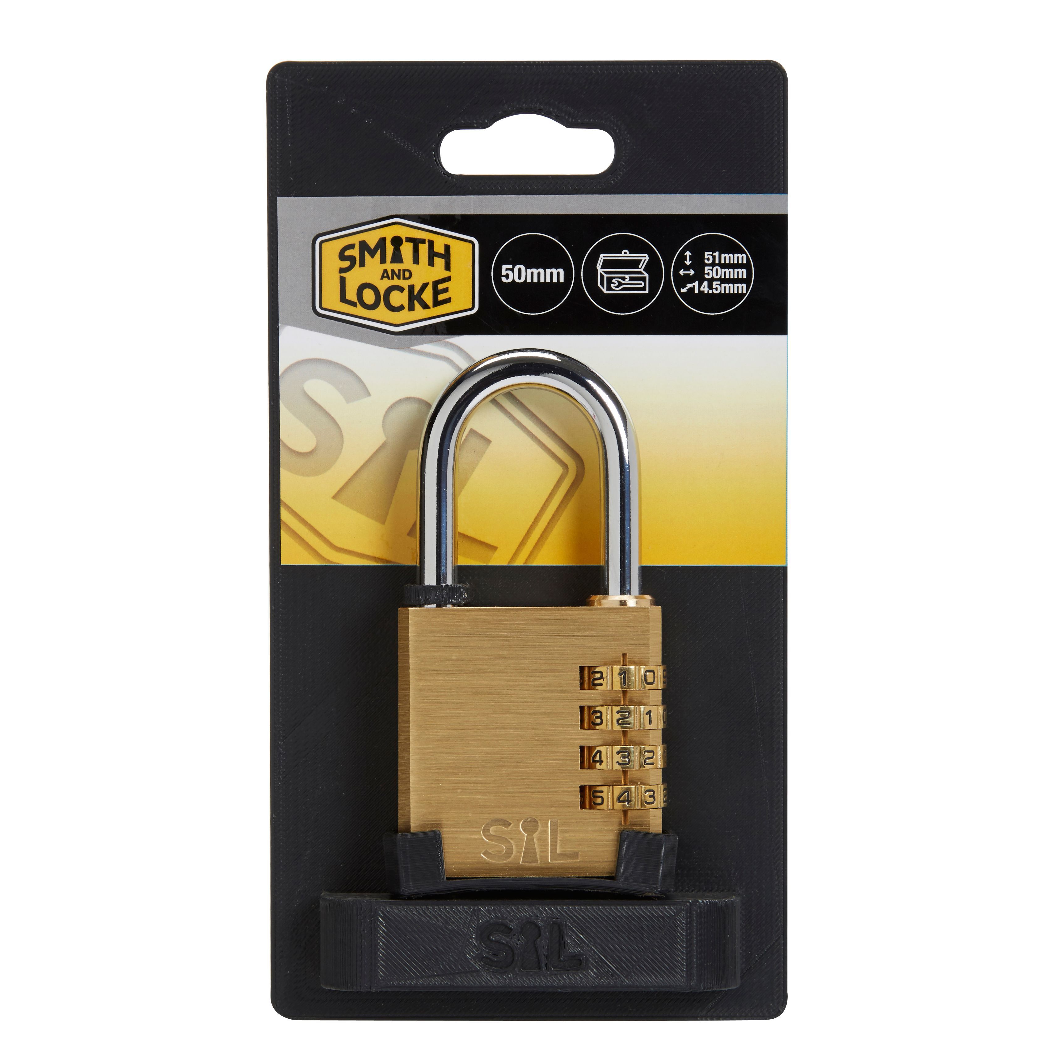 Smith & Locke Brass Combination Padlock (W)50mm