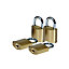 Smith & Locke Brass Hardened steel Cylinder Open shackle Padlock (W)21mm, Pack of 4