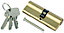 Smith & Locke Brass Single Euro Cylinder lock, (L)70mm (W)33mm