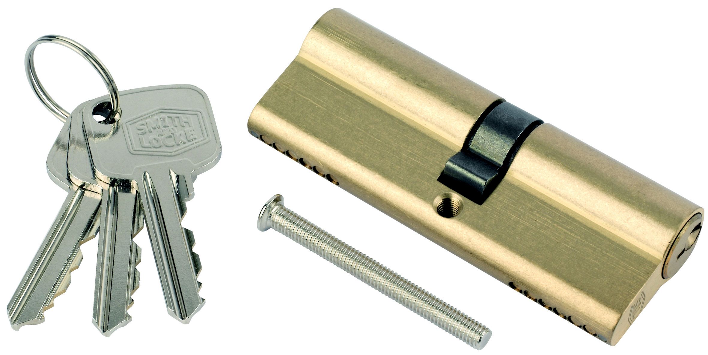 Smith & Locke Brass Single Euro Cylinder lock, (L)80mm (W)33mm