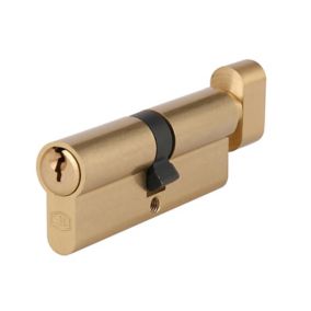 Smith & Locke Brass Single Euro Thumbturn Cylinder lock, (L)80mm (W)33mm