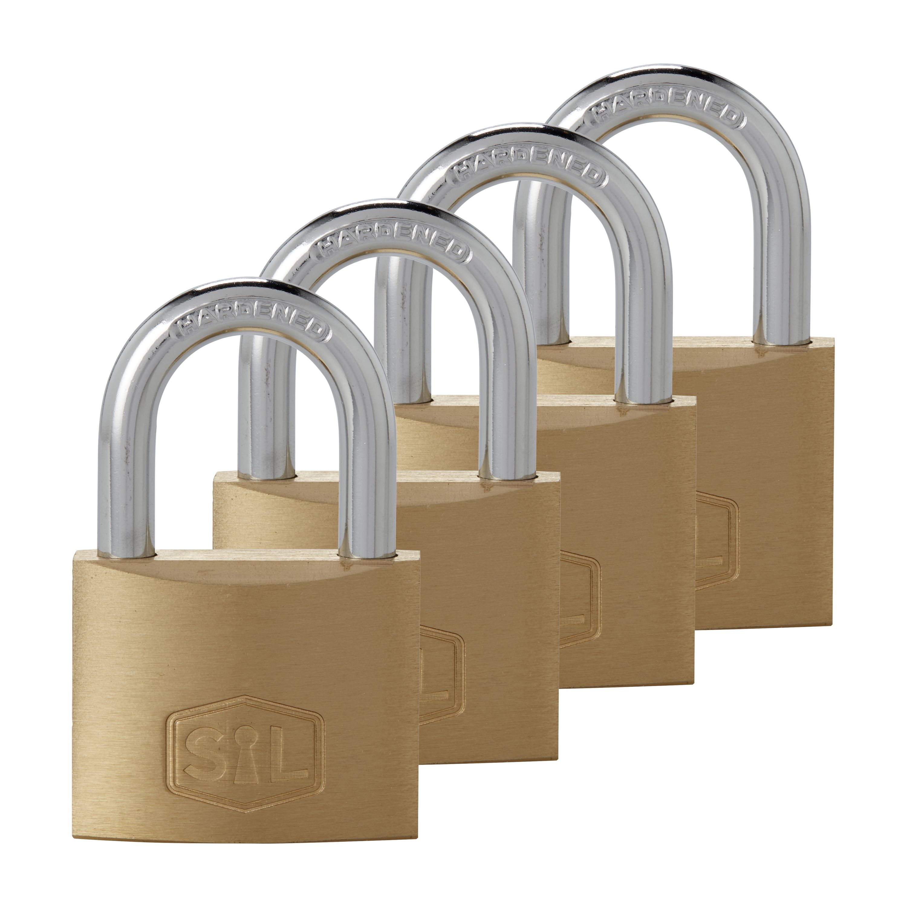 Smith & Locke Brass Steel Cylinder Open shackle Padlock (W)40mm, Pack of 4