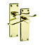 Smith & Locke Long Victorian Polished Brass effect Brass Scroll Latch Door handle (L)97mm