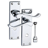 Smith & Locke Long Victorian Polished Chrome effect Zinc alloy Scroll WC Door handle (L)97mm