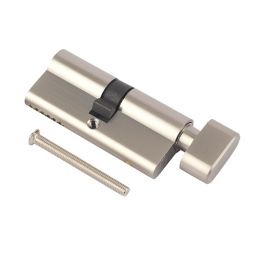 Smith & Locke Nickel effect Brass Single Euro Thumbturn Cylinder lock, (L)100mm (W)33mm