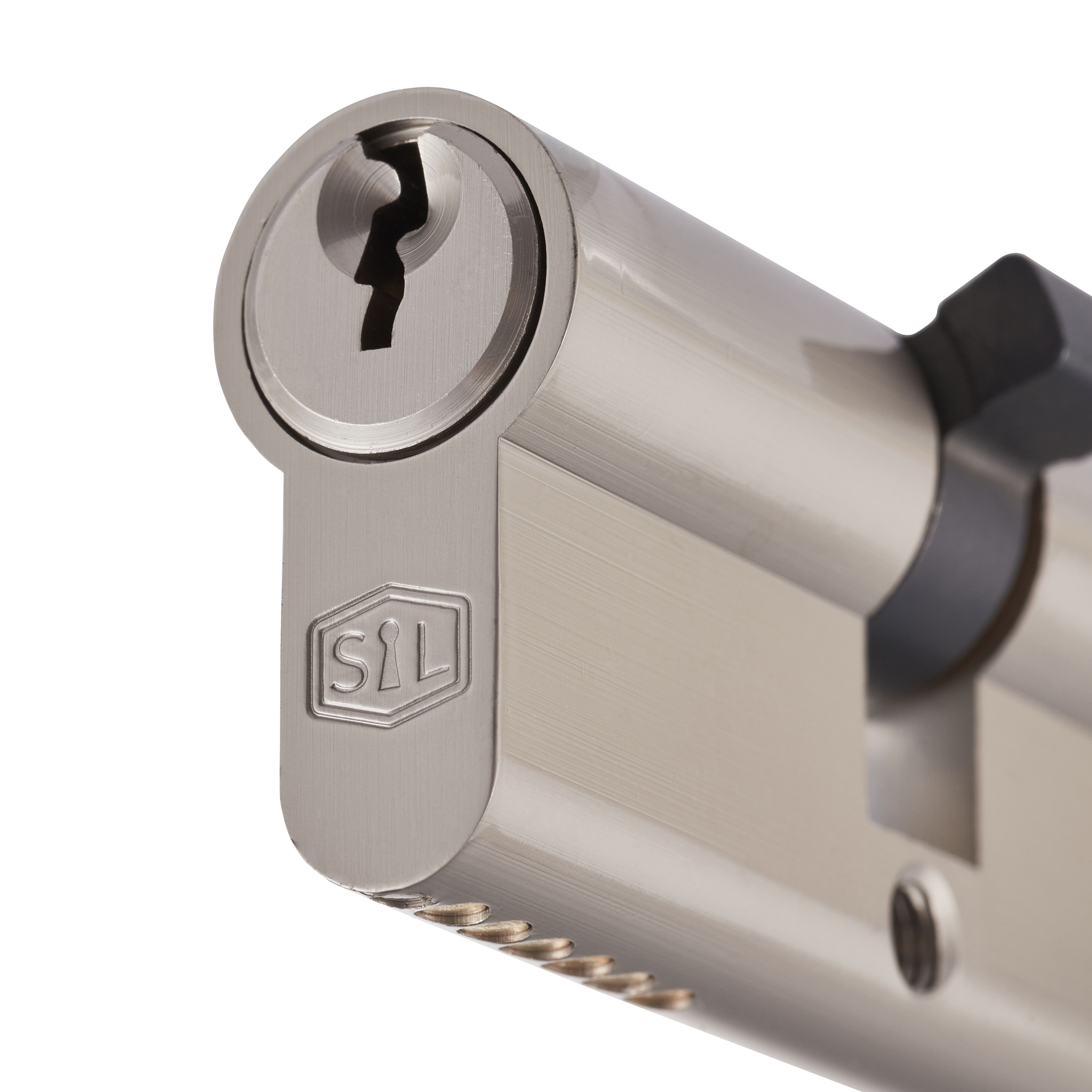 Smith & Locke Nickel effect Brass Single Euro Thumbturn Cylinder lock, (L)70mm (W)33mm