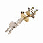 Smith & Locke Polished Brass effect Deadlock Night latch replacement cylinder, (H)43mm (W)43mm