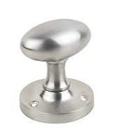 Smith & Locke Satin Grey Chrome effect Brass Oval Door knob (Dia)55mm, Pair