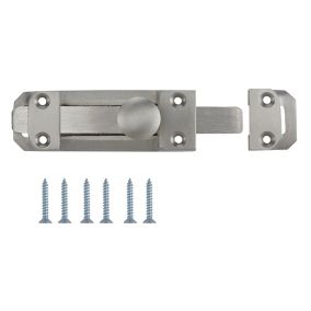 Smith & Locke Satin Nickel-plated Silver Nickel effect Zamak Flat Straight Door bolt N263 (L)102mm (W)25mm