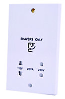 SMJ White Raised Screwed Shaver socket White