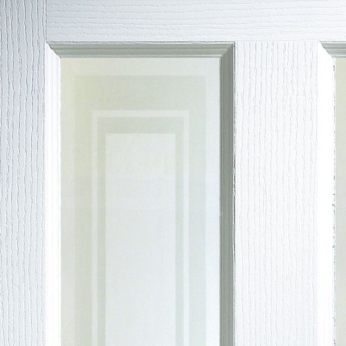 Smooth 4 panel Frosted Glazed White Woodgrain effect Internal Door, (H)1981mm (W)762mm (T)35mm